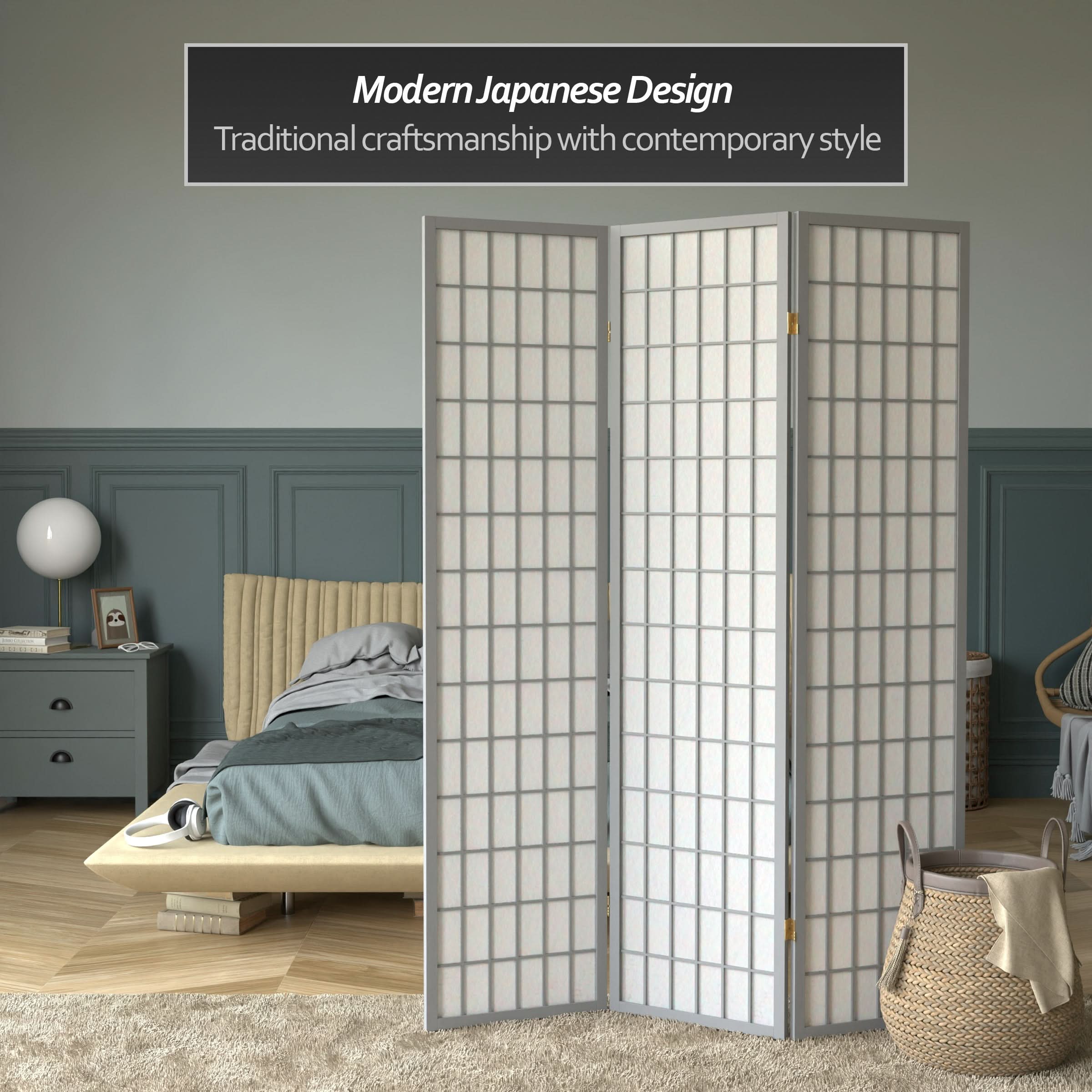 6 ft. Tall Window Pane Shoji Screen - Image 14