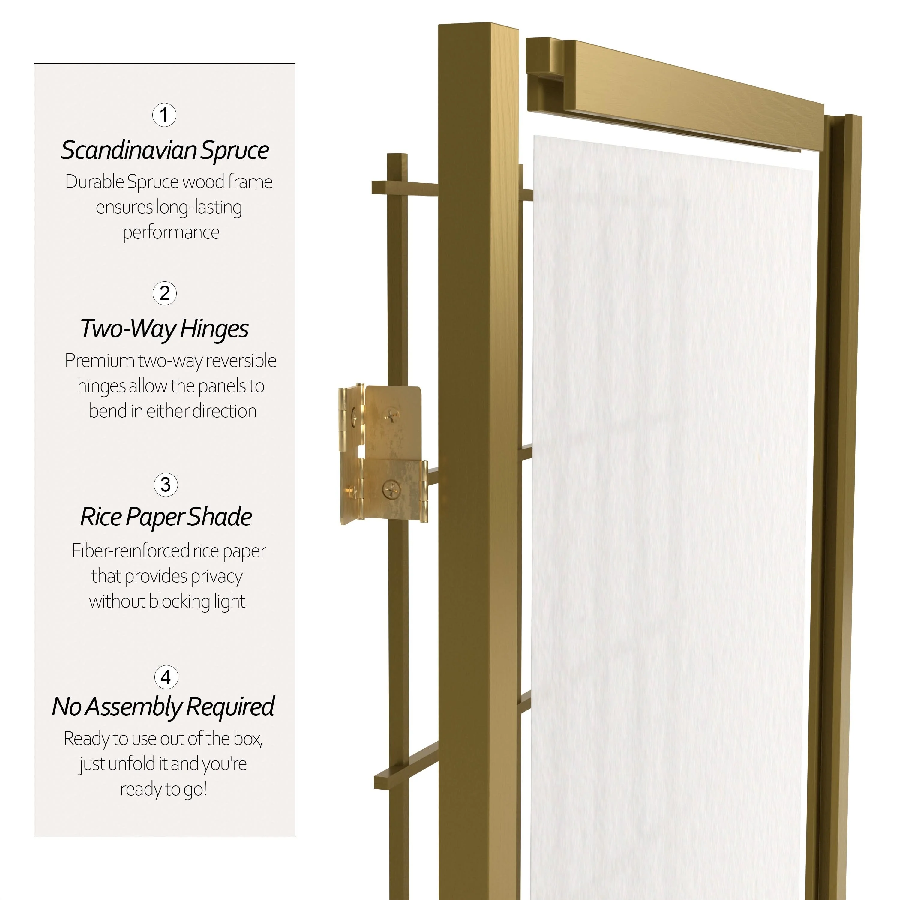 6 ft. Tall Window Pane Shoji Screen - Image 37