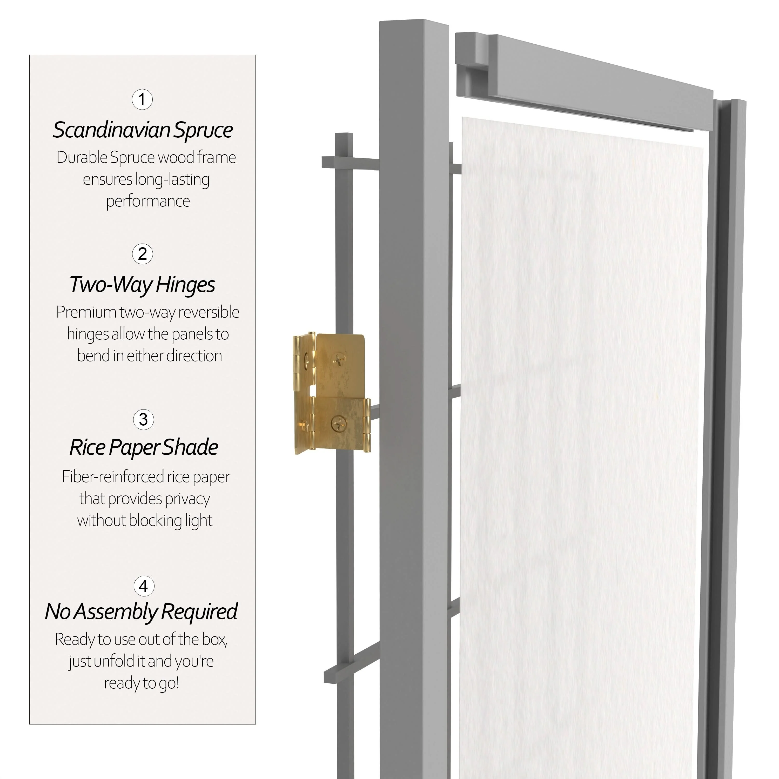 6 ft. Tall Window Pane Shoji Screen - Image 44