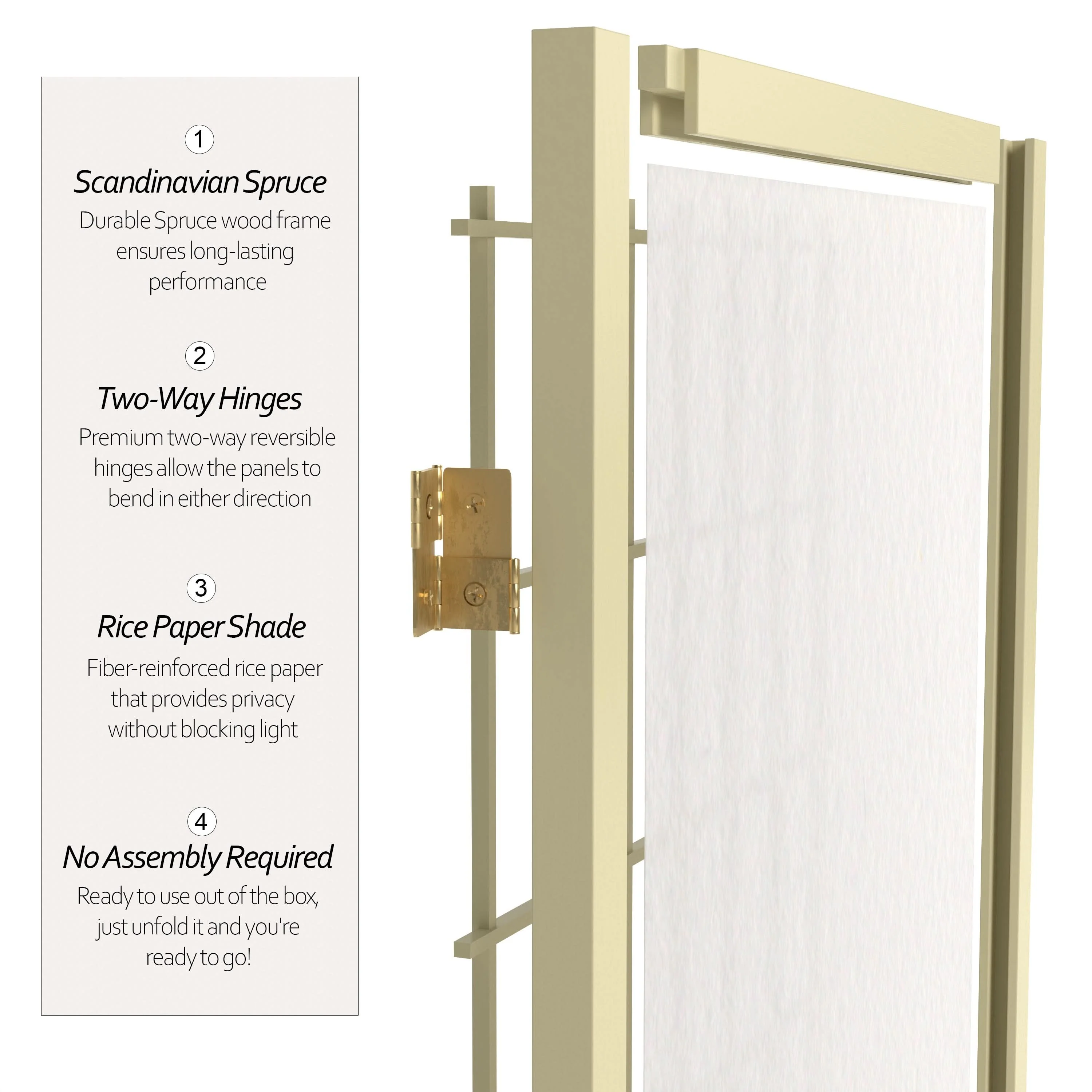 6 ft. Tall Window Pane Shoji Screen - Image 48