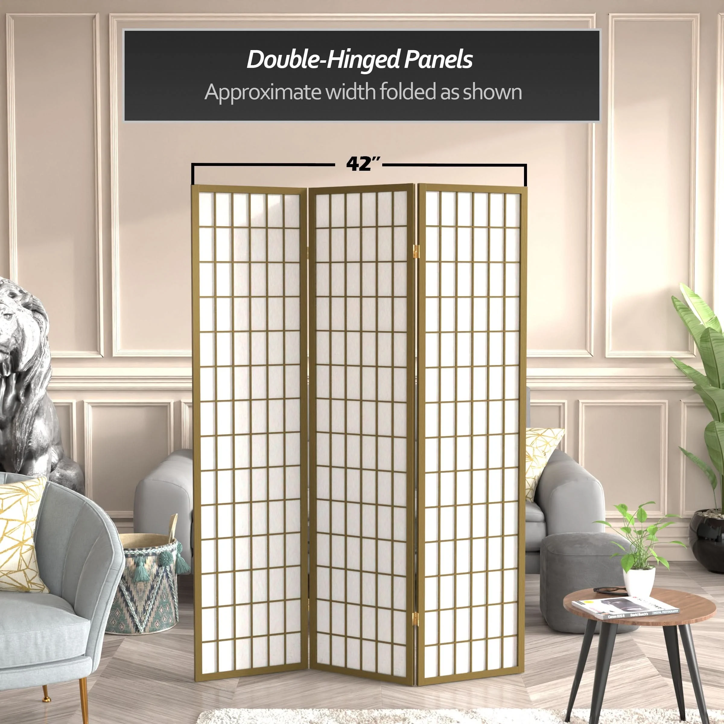 6 ft. Tall Window Pane Shoji Screen - Image 49