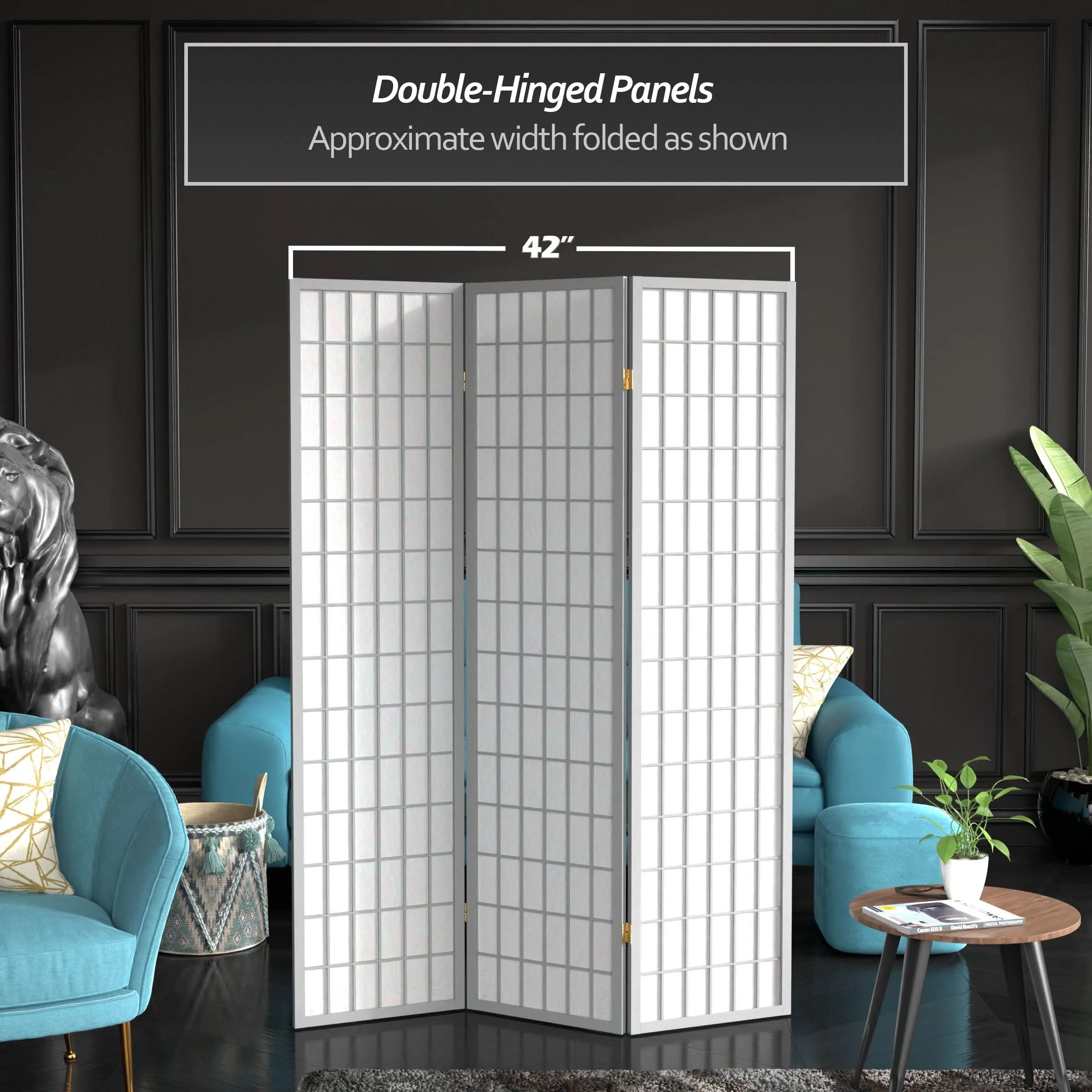 6 ft. Tall Window Pane Shoji Screen - Image 50