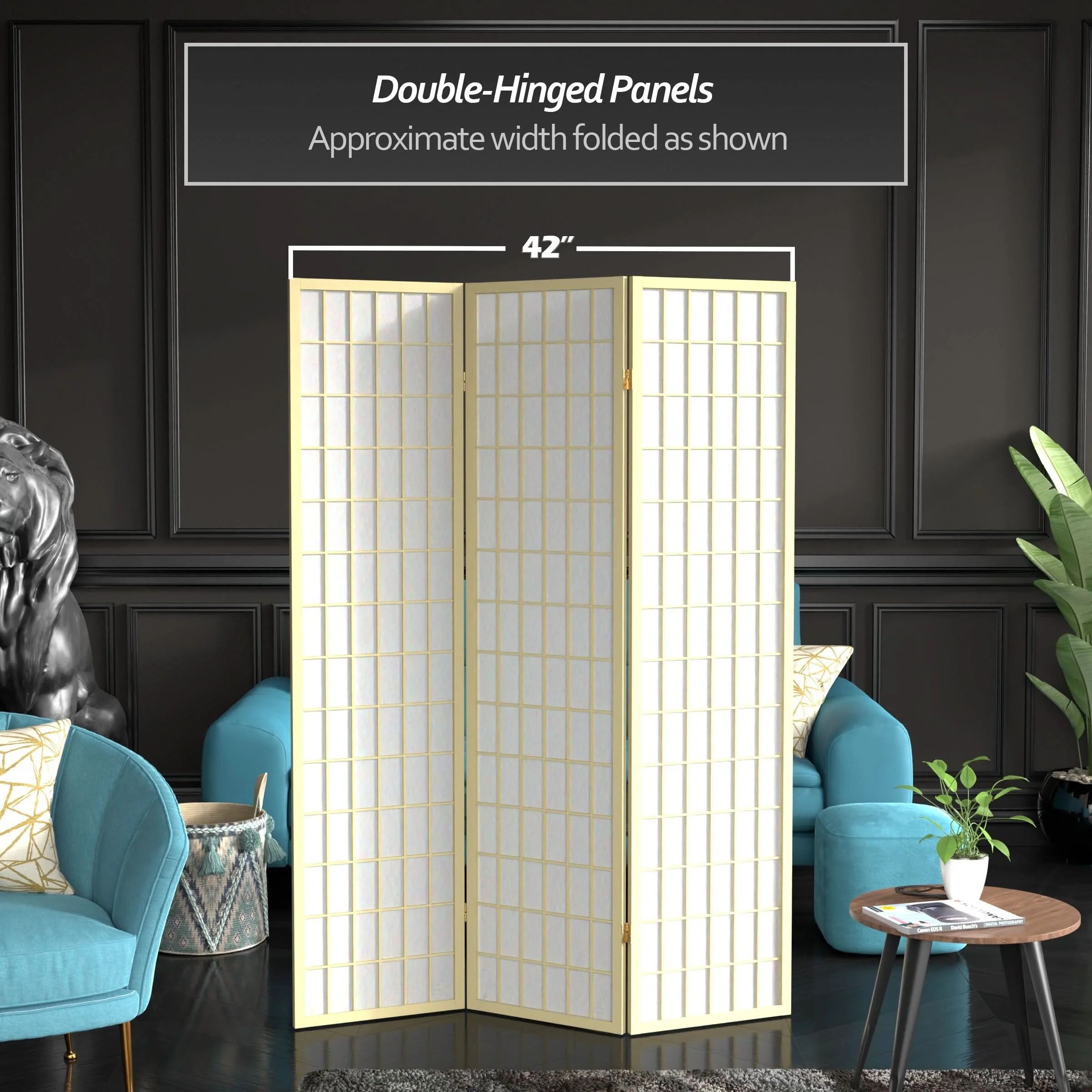 6 ft. Tall Window Pane Shoji Screen - Image 51