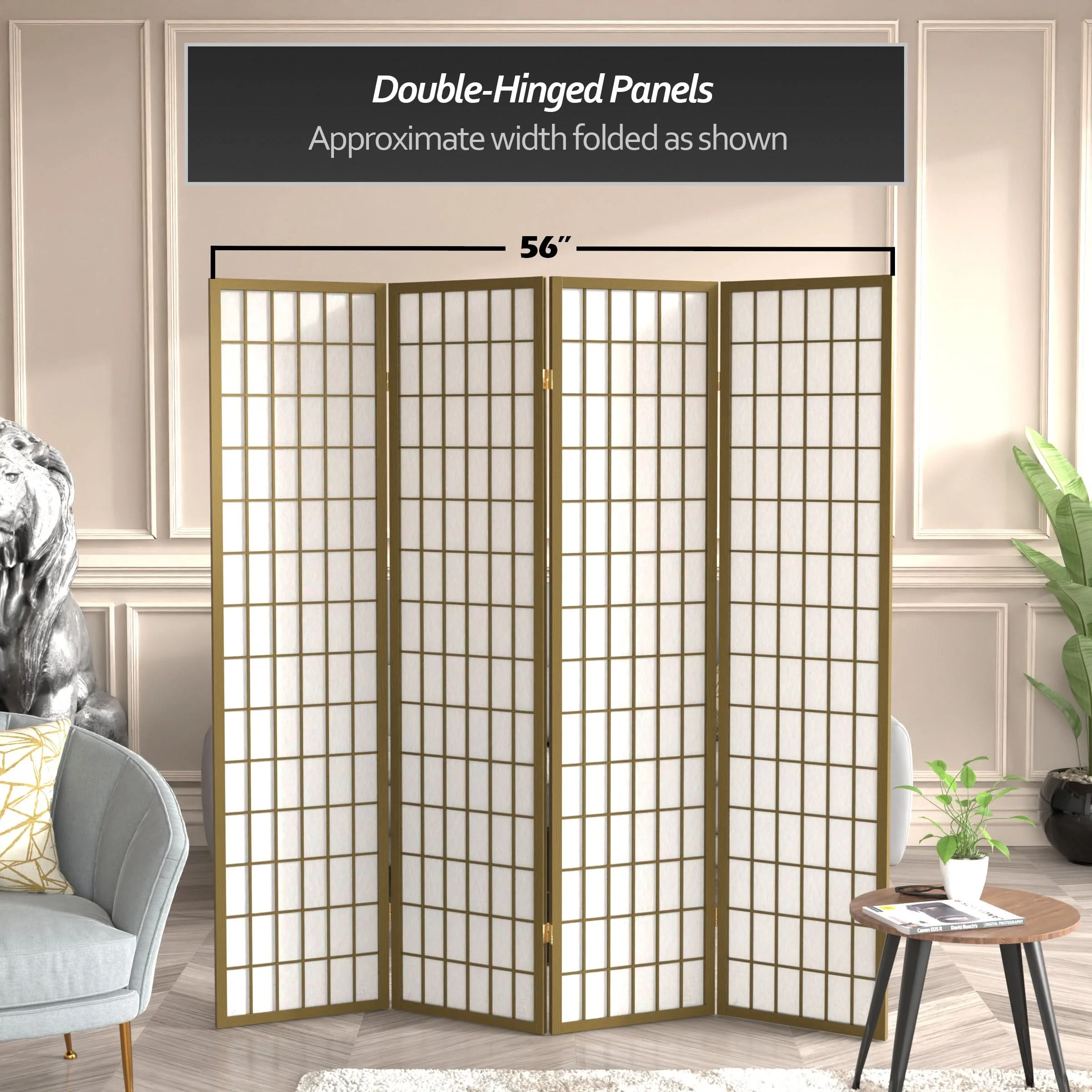 6 ft. Tall Window Pane Shoji Screen - Image 52