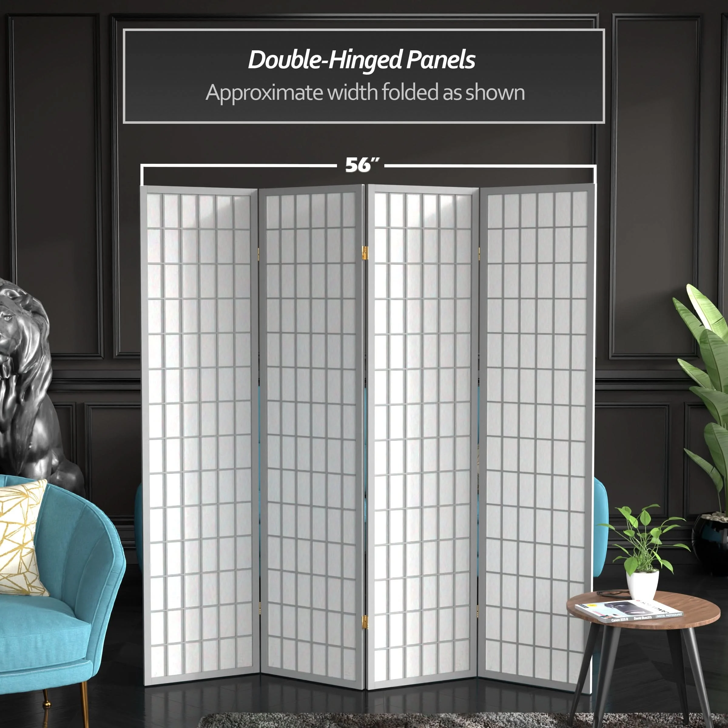 6 ft. Tall Window Pane Shoji Screen - Image 53