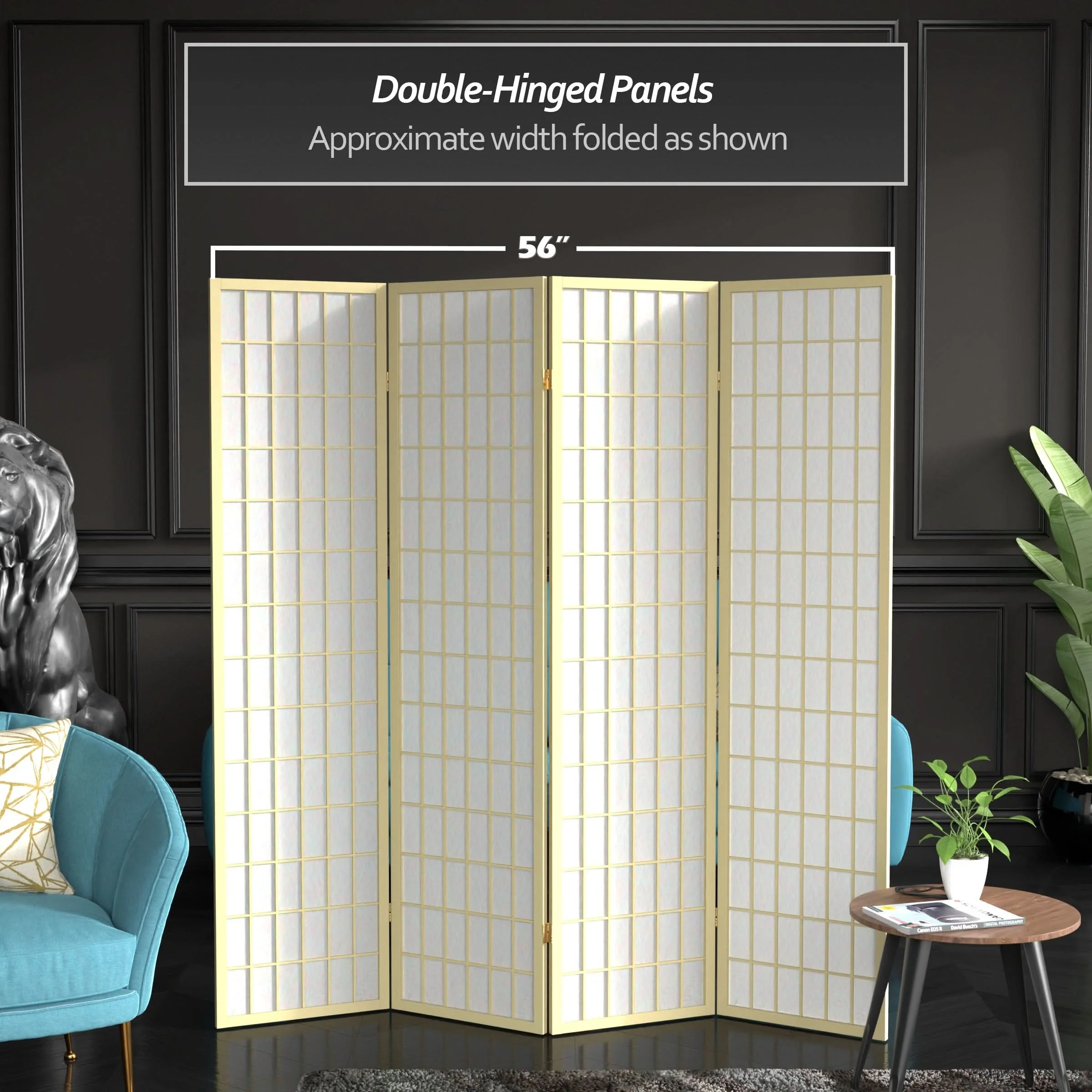 6 ft. Tall Window Pane Shoji Screen - Image 54