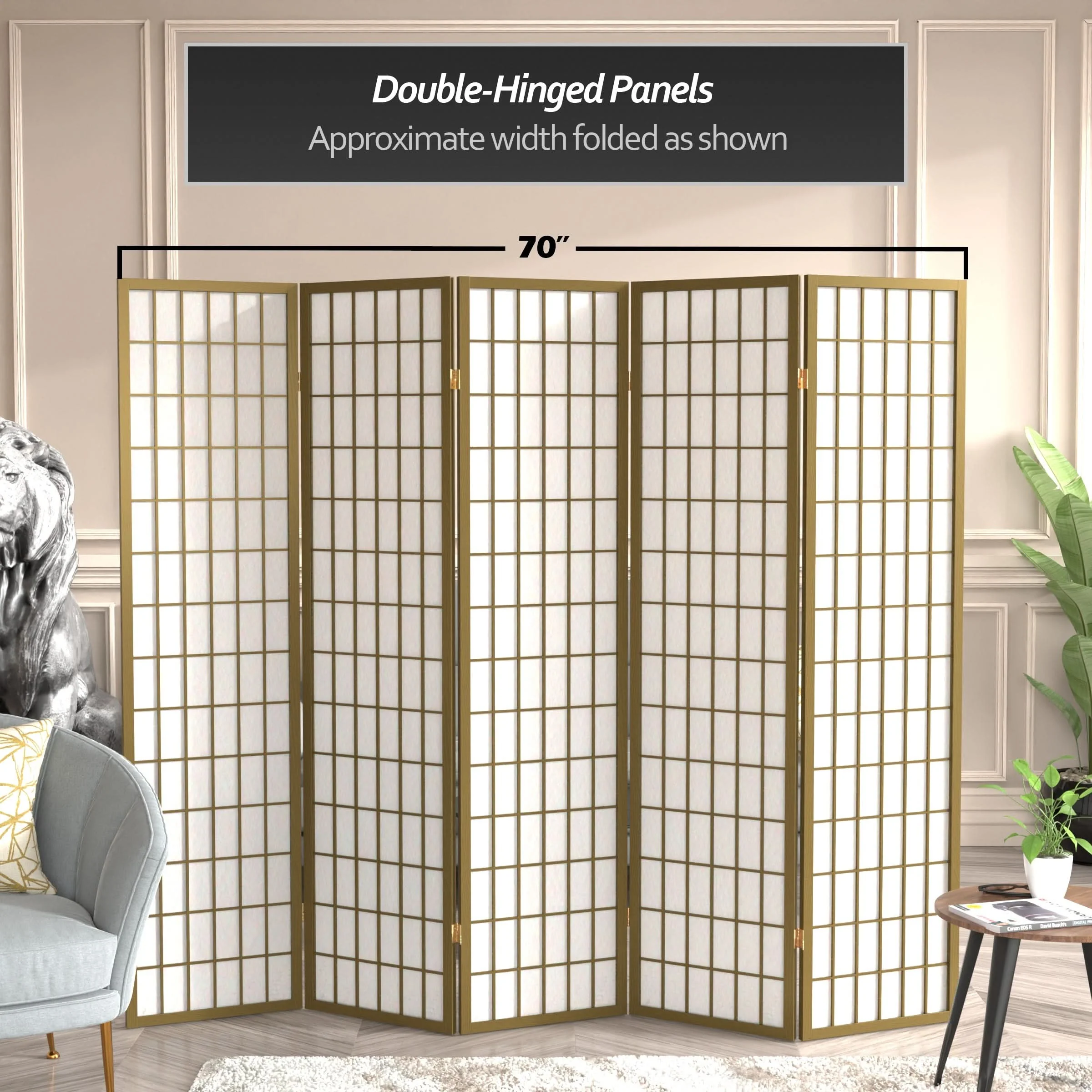 6 ft. Tall Window Pane Shoji Screen - Image 55