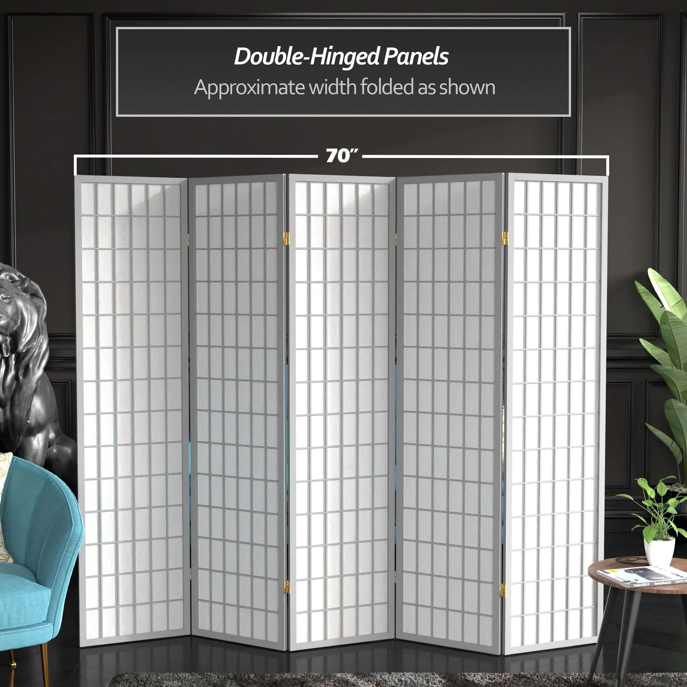 6 ft. Tall Window Pane Shoji Screen - Image 56