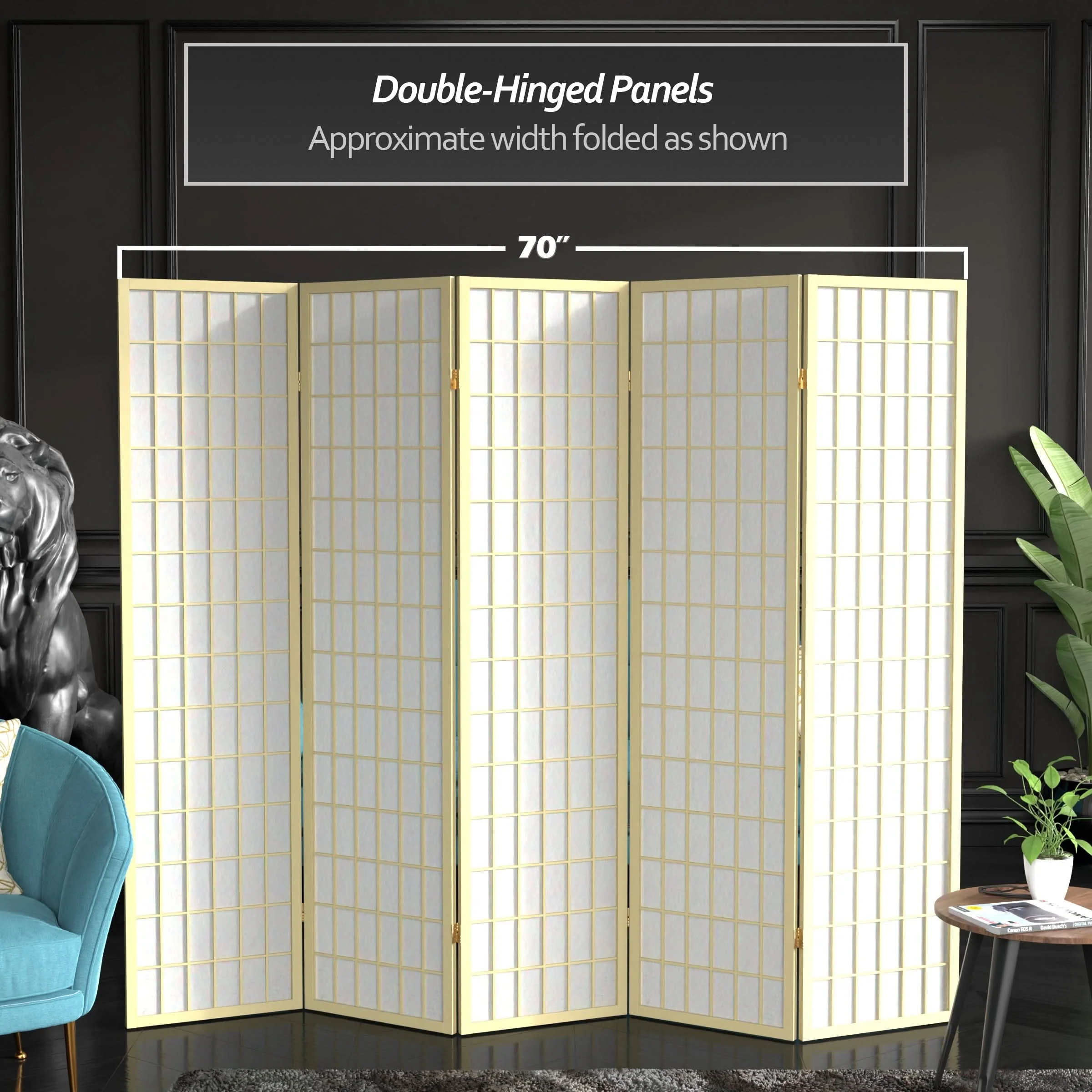 6 ft. Tall Window Pane Shoji Screen - Image 57