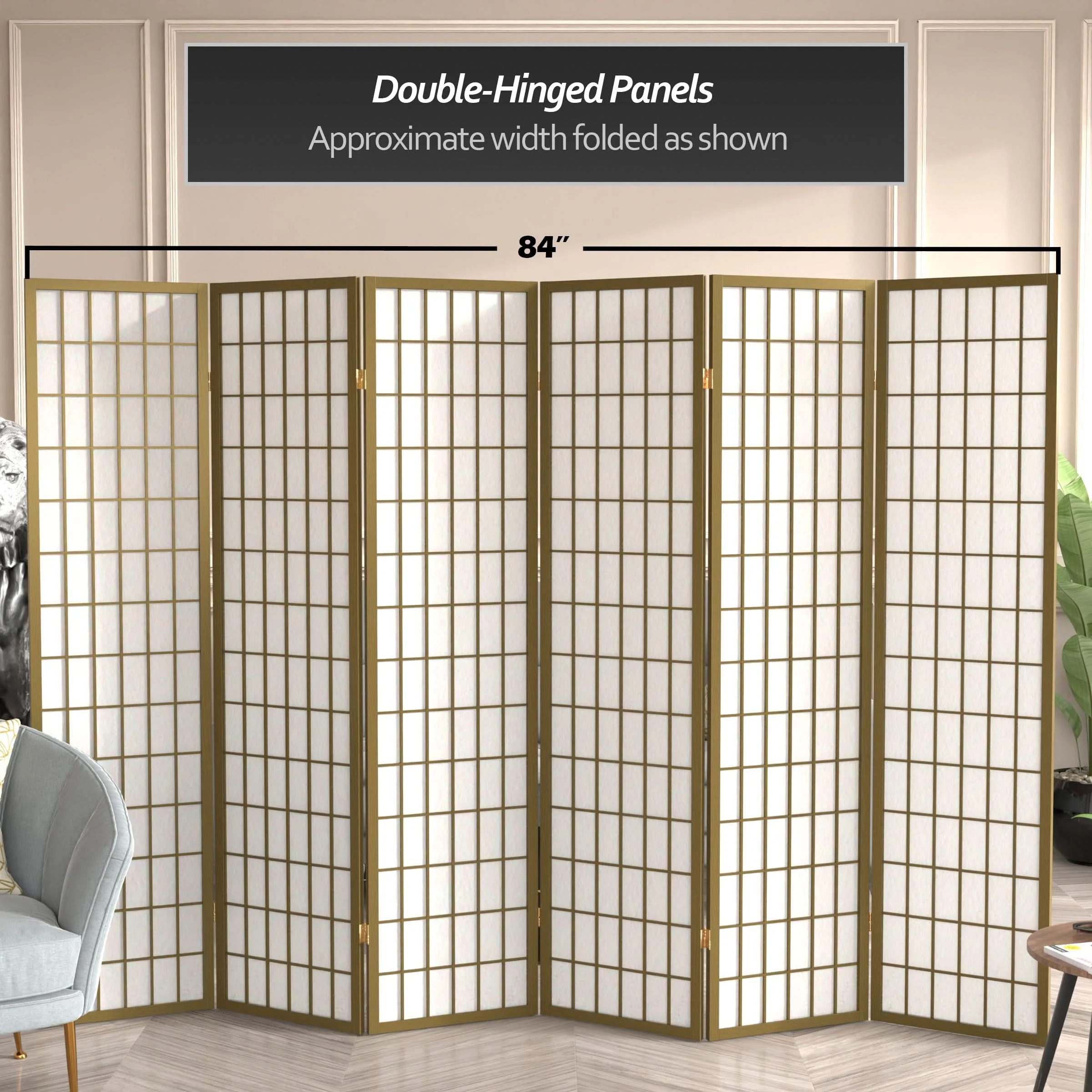 6 ft. Tall Window Pane Shoji Screen - Image 58
