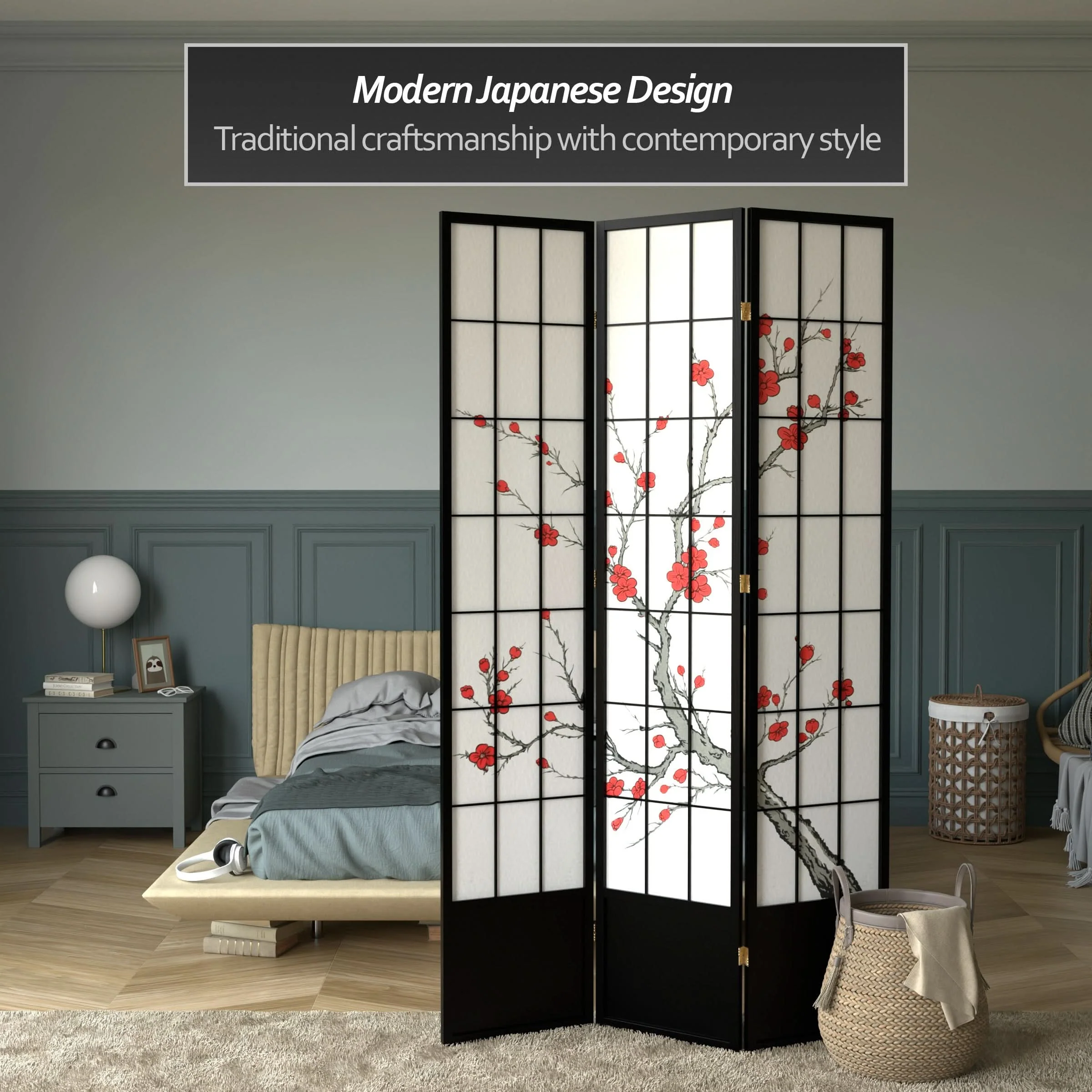 7 ft. Tall Cherry Blossom Shoji Screen - Image 13
