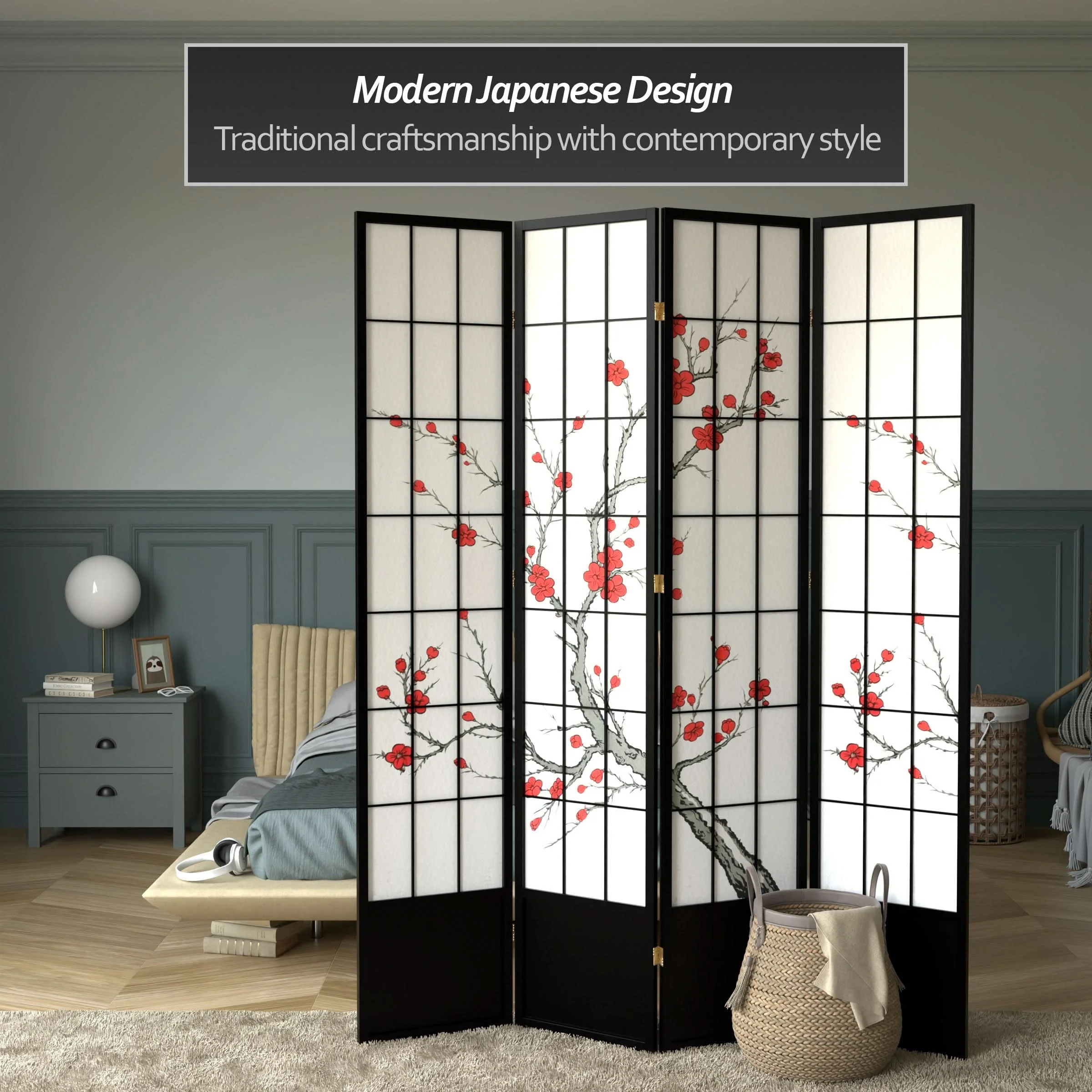 7 ft. Tall Cherry Blossom Shoji Screen - Image 14