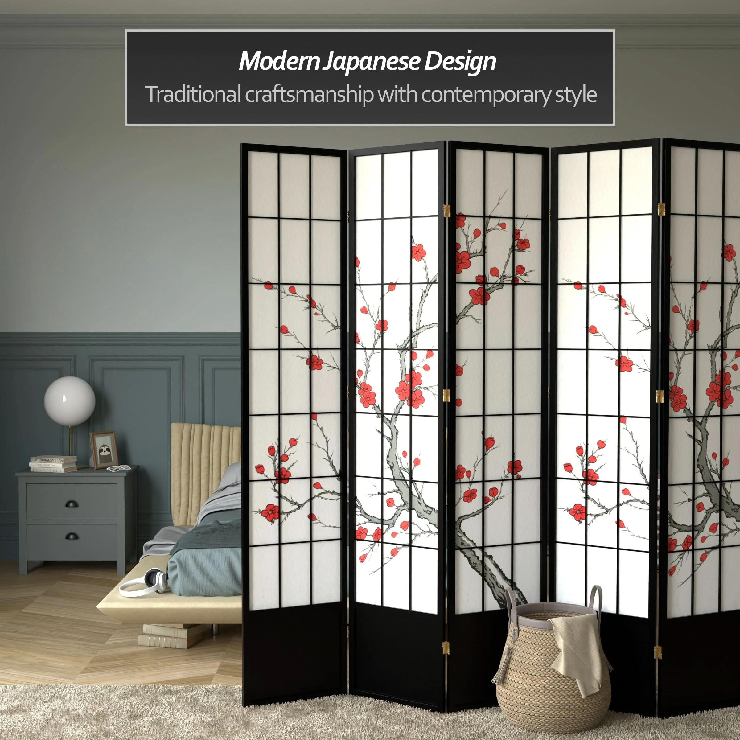 7 ft. Tall Cherry Blossom Shoji Screen - Image 16