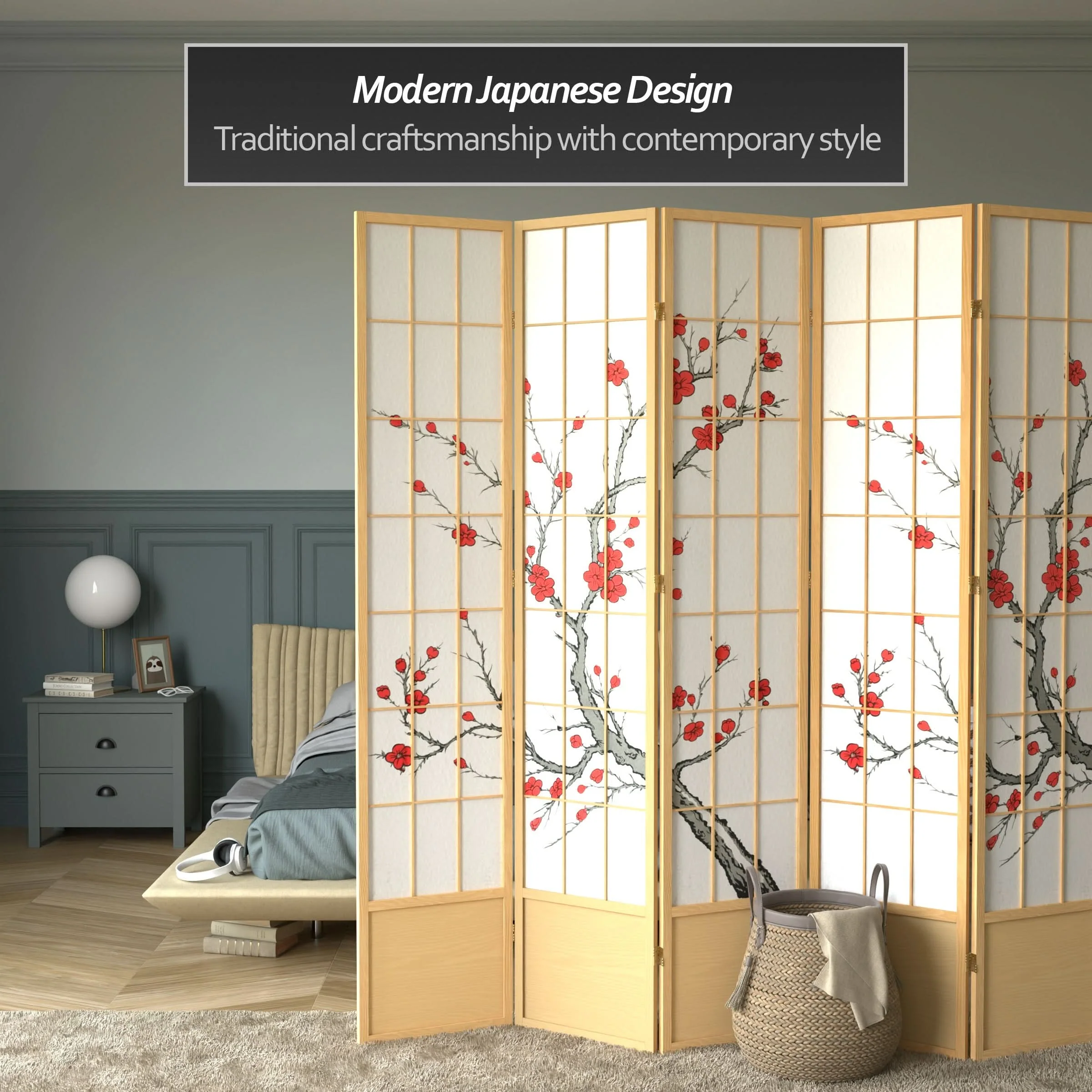 7 ft. Tall Cherry Blossom Shoji Screen - Image 20