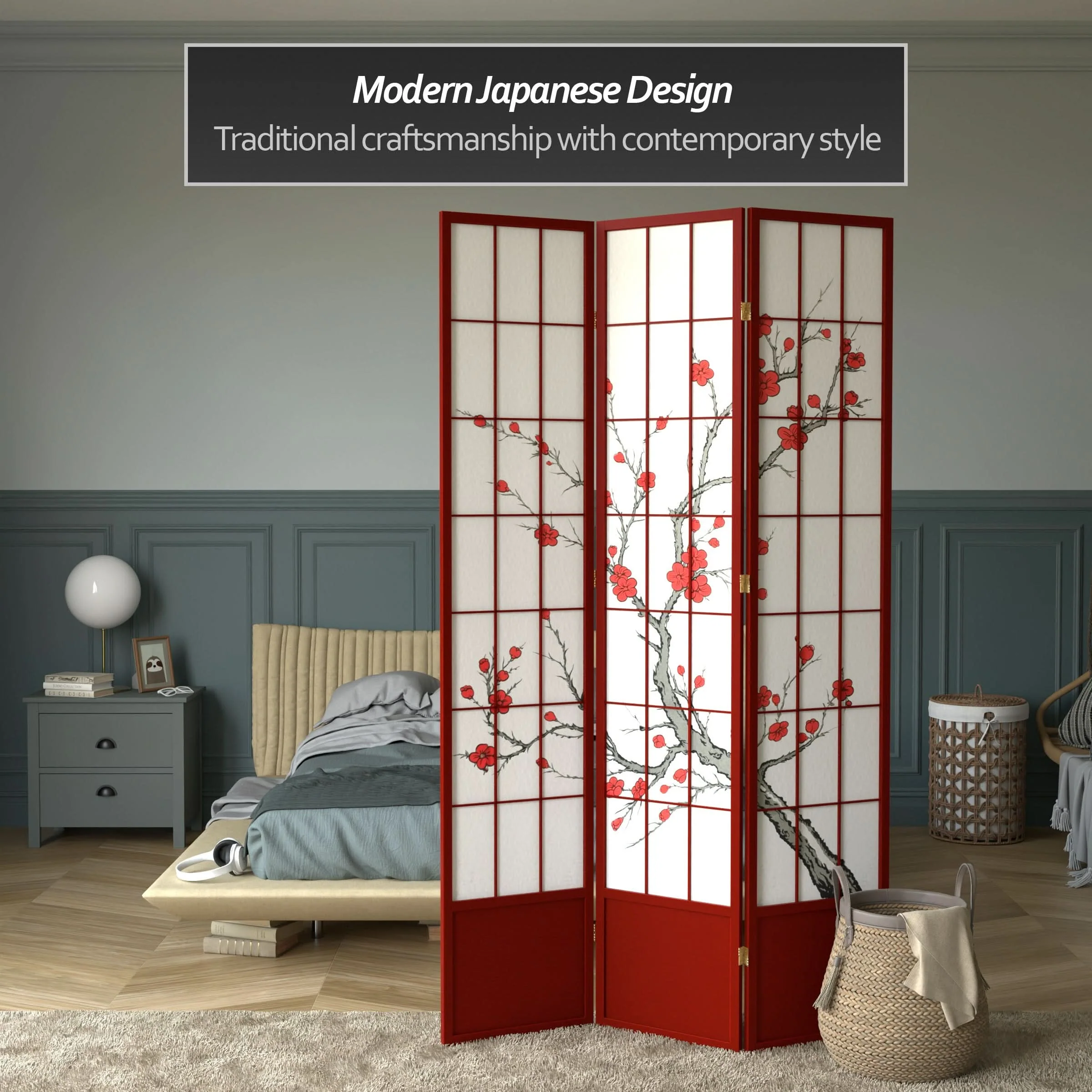 7 ft. Tall Cherry Blossom Shoji Screen - Image 21