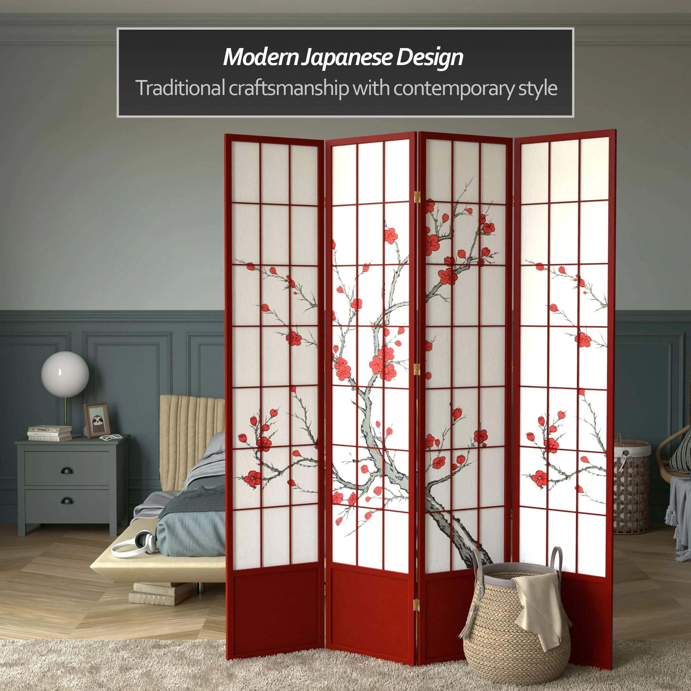 7 ft. Tall Cherry Blossom Shoji Screen - Image 22