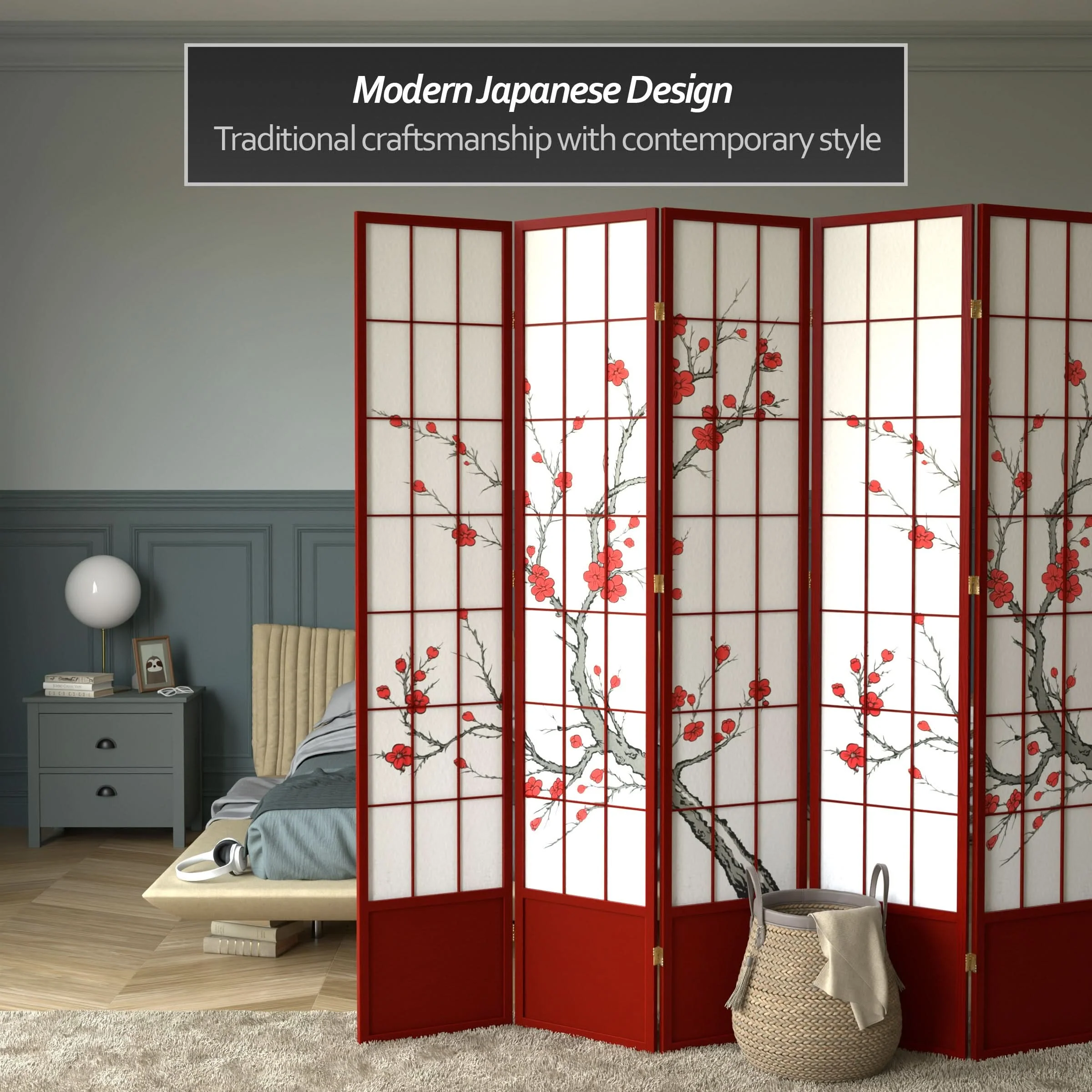 7 ft. Tall Cherry Blossom Shoji Screen - Image 23