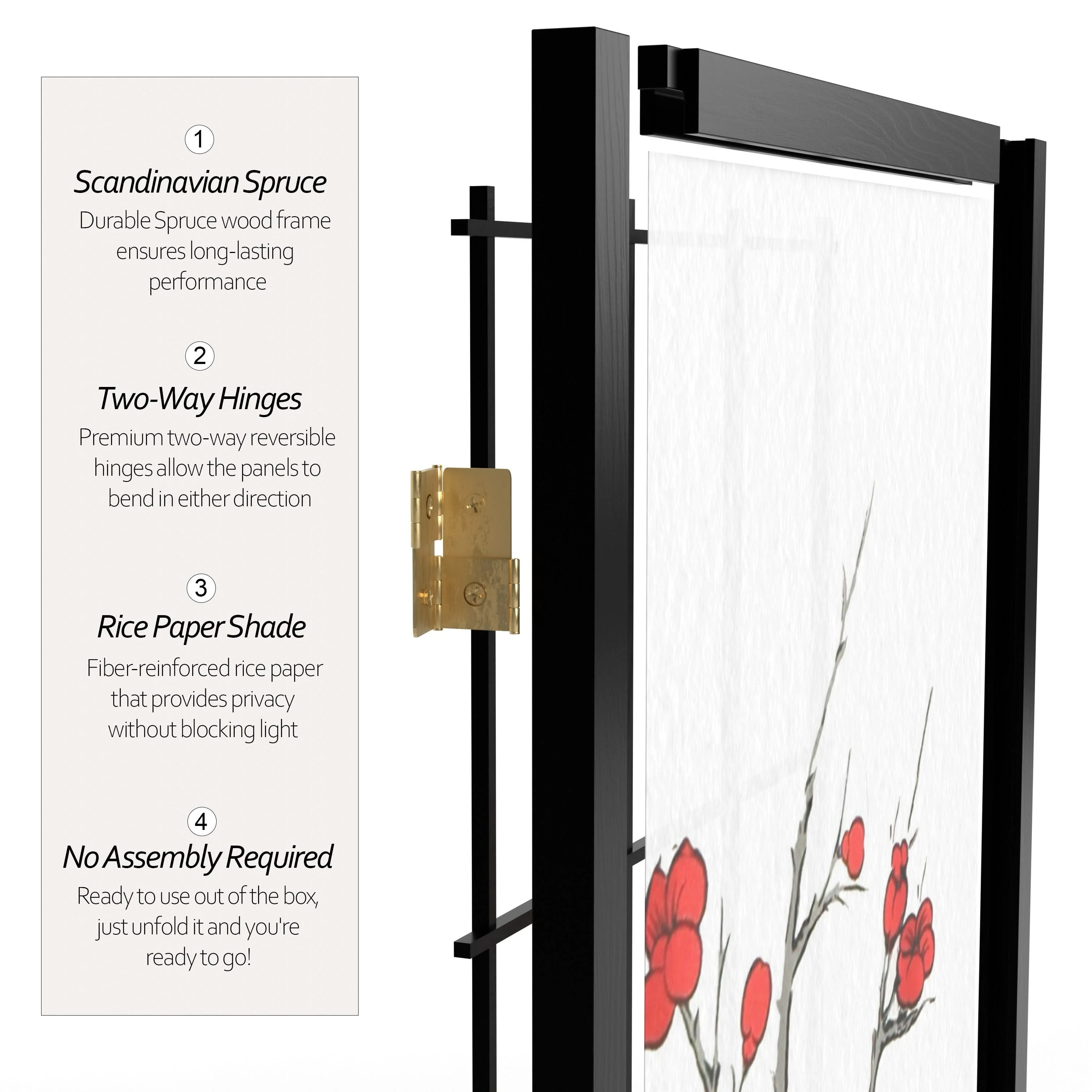 7 ft. Tall Cherry Blossom Shoji Screen - Image 39