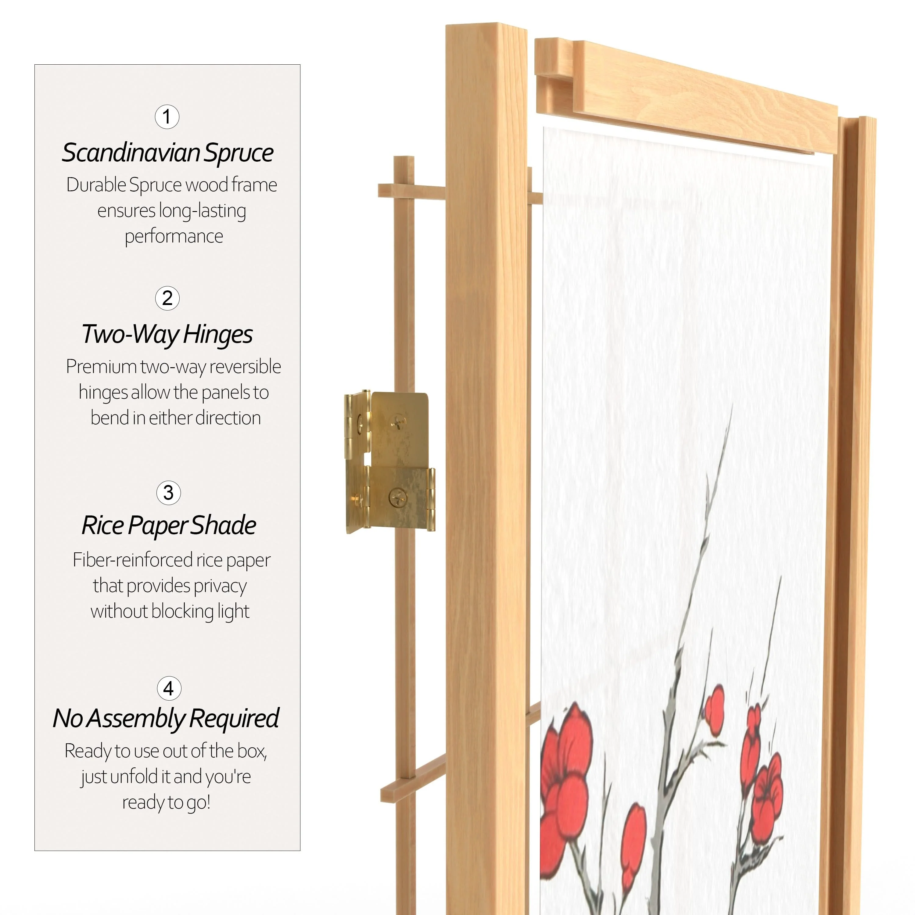 7 ft. Tall Cherry Blossom Shoji Screen - Image 41