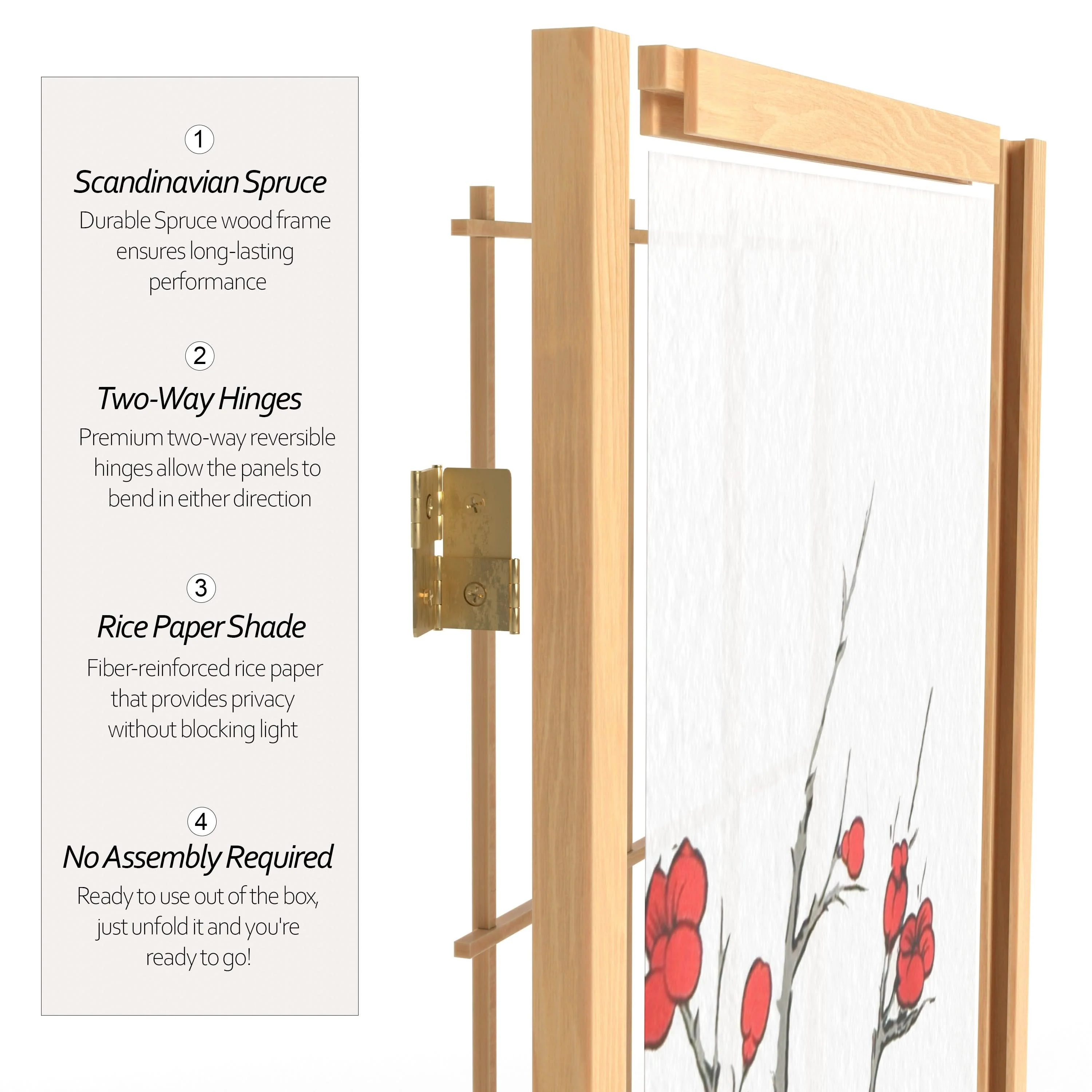 7 ft. Tall Cherry Blossom Shoji Screen - Image 44