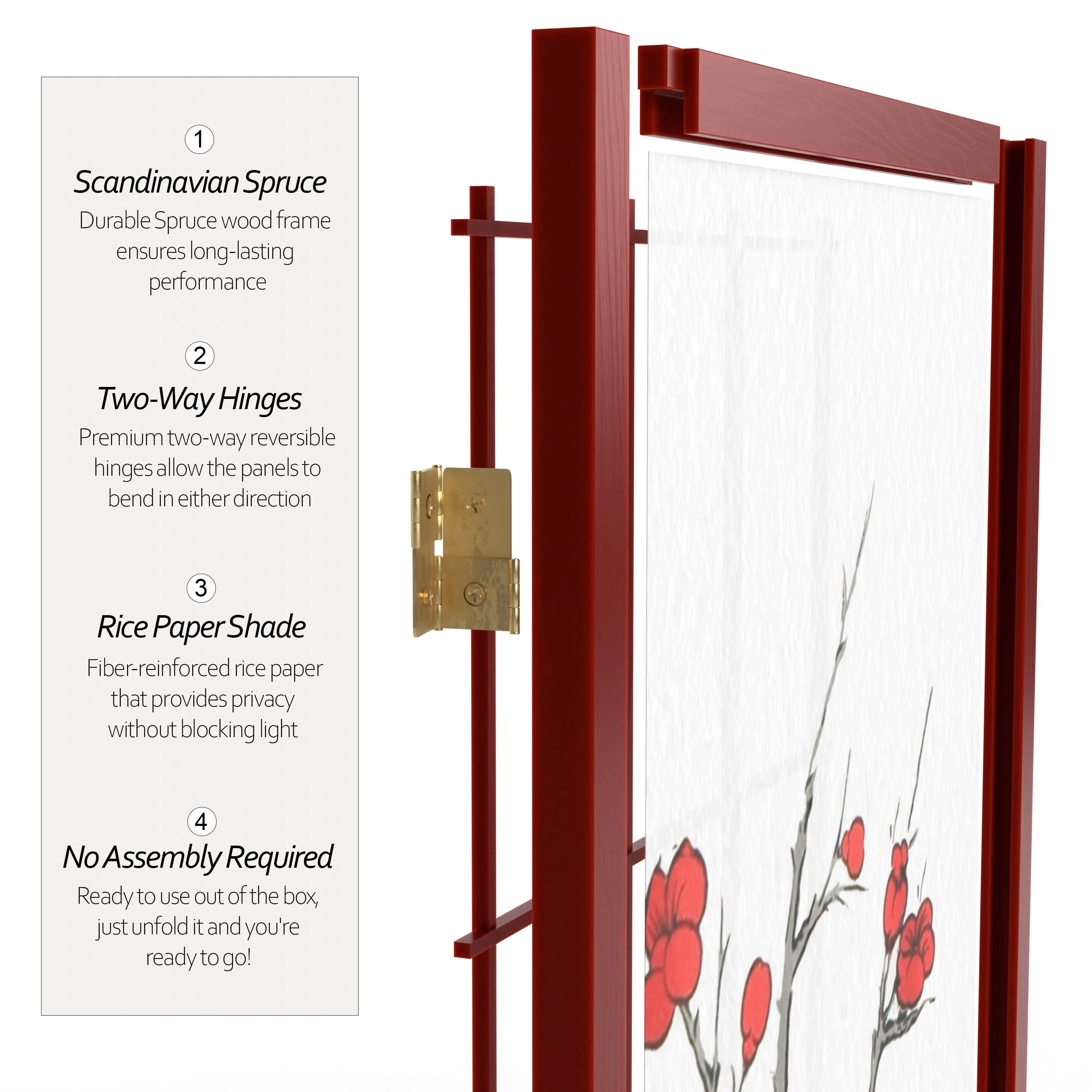 7 ft. Tall Cherry Blossom Shoji Screen - Image 47