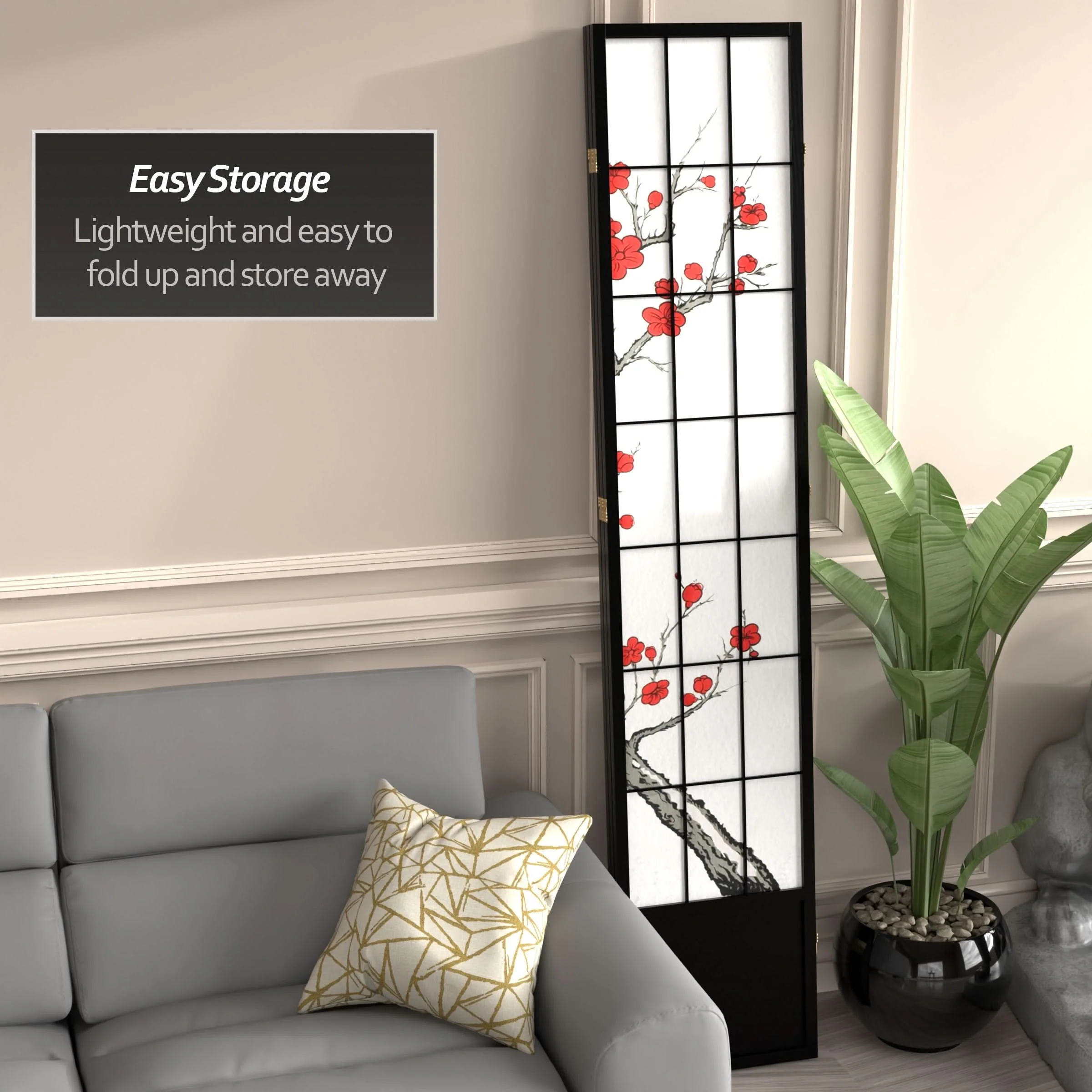 7 ft. Tall Cherry Blossom Shoji Screen - Image 49
