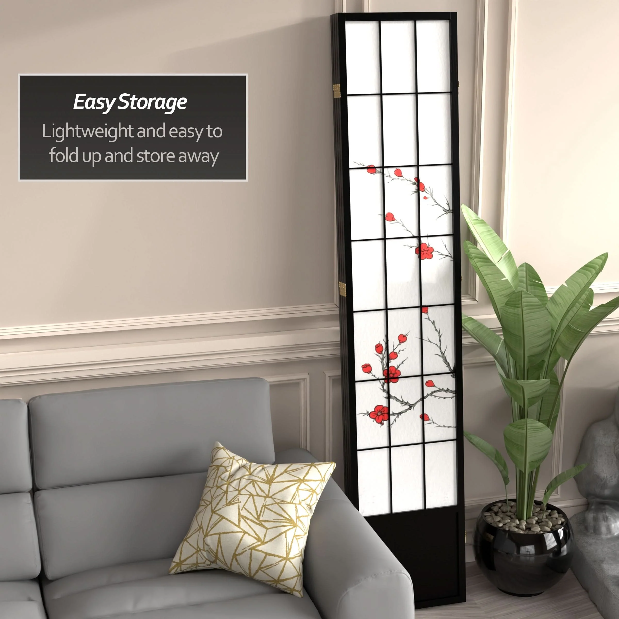 7 ft. Tall Cherry Blossom Shoji Screen - Image 50