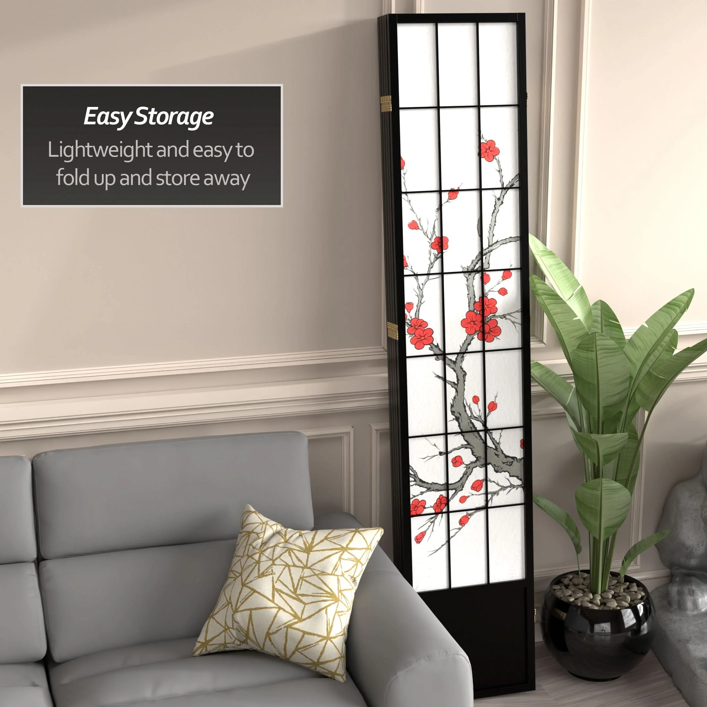 7 ft. Tall Cherry Blossom Shoji Screen - Image 51