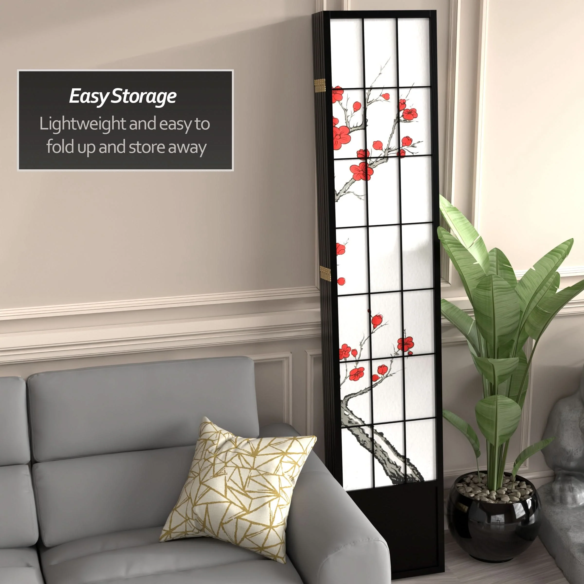 7 ft. Tall Cherry Blossom Shoji Screen - Image 52