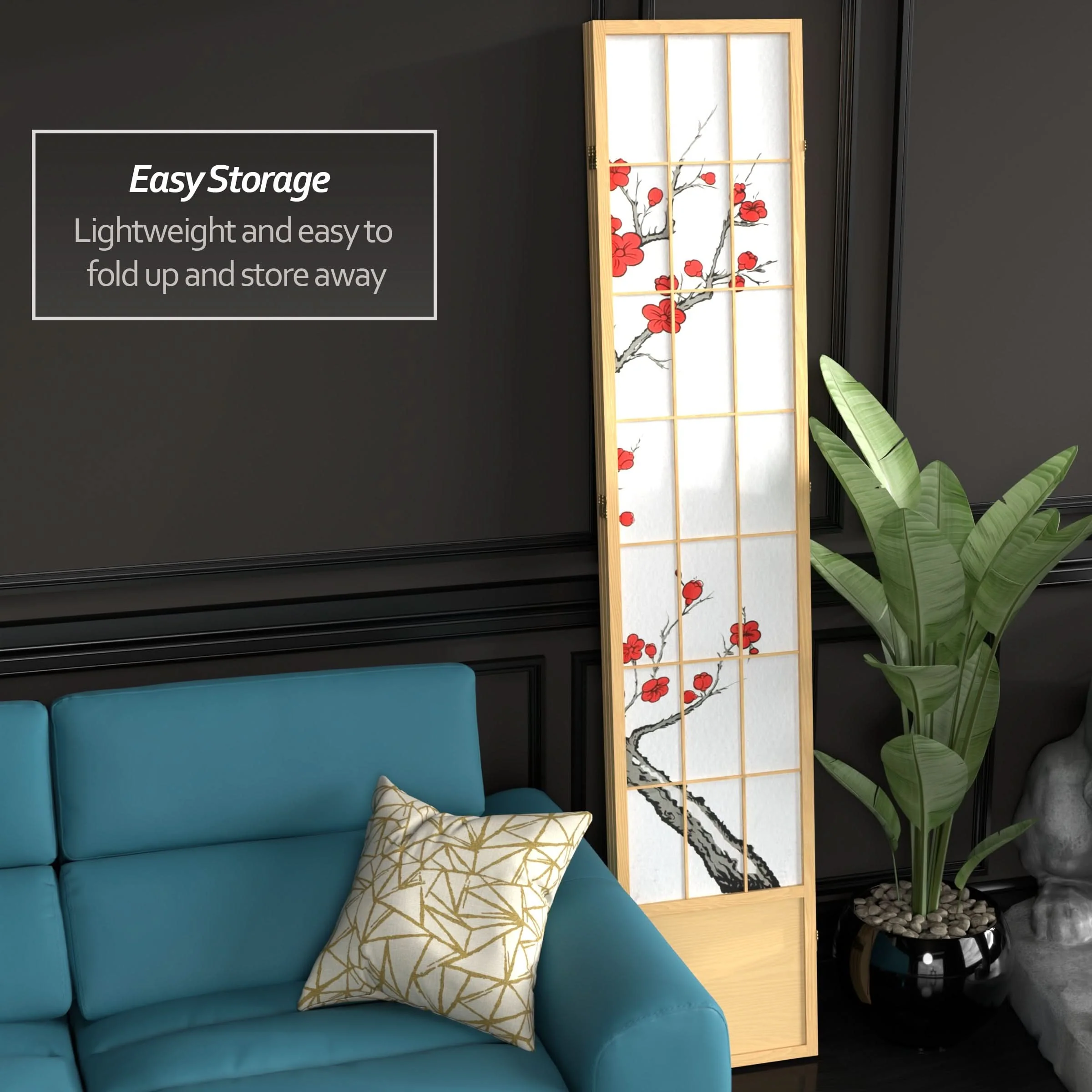 7 ft. Tall Cherry Blossom Shoji Screen - Image 53