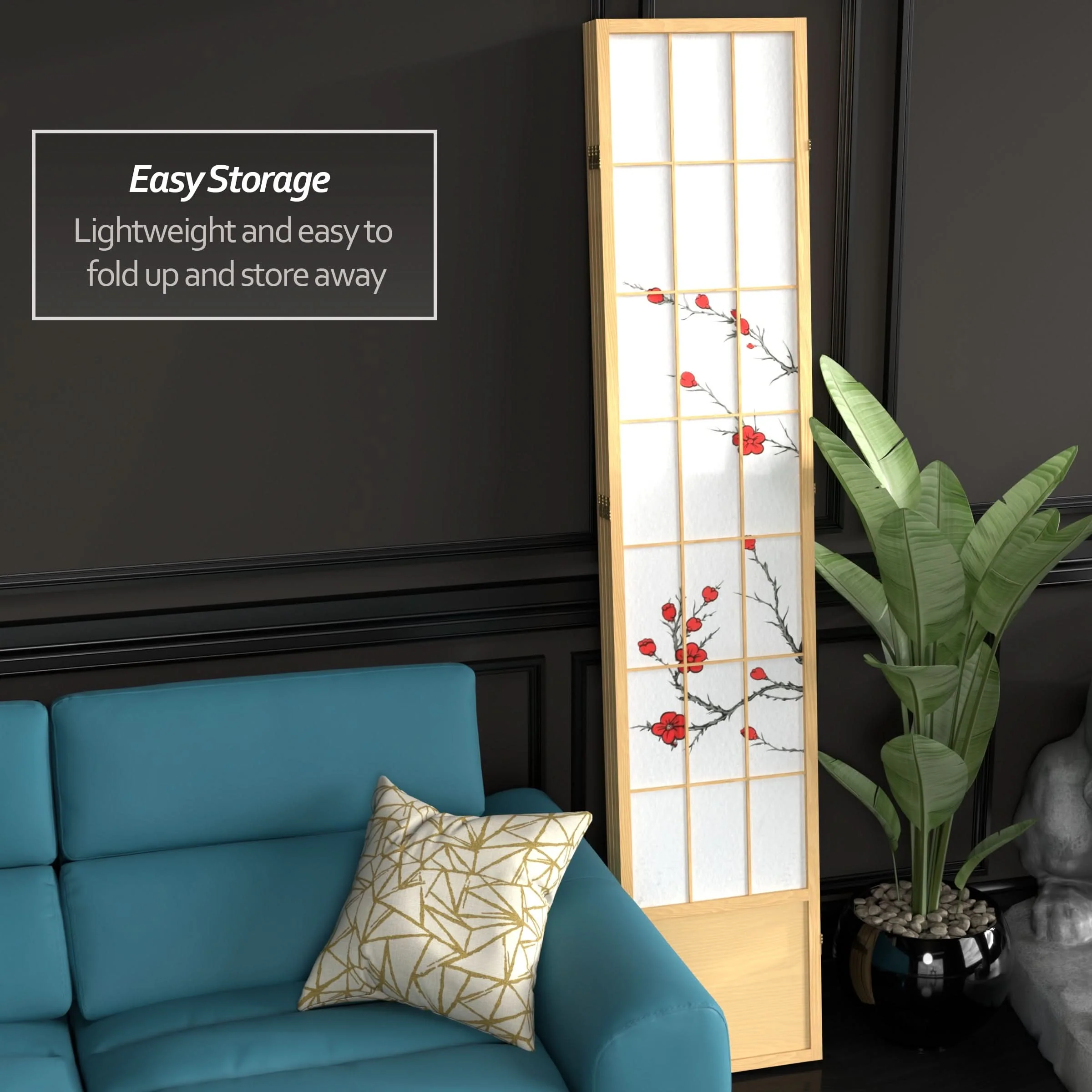 7 ft. Tall Cherry Blossom Shoji Screen - Image 54