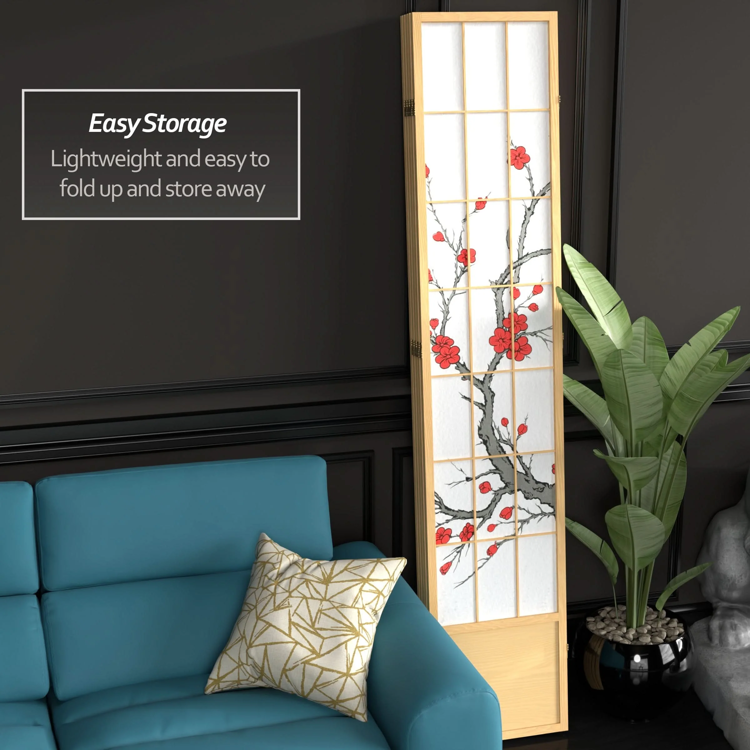 7 ft. Tall Cherry Blossom Shoji Screen - Image 55