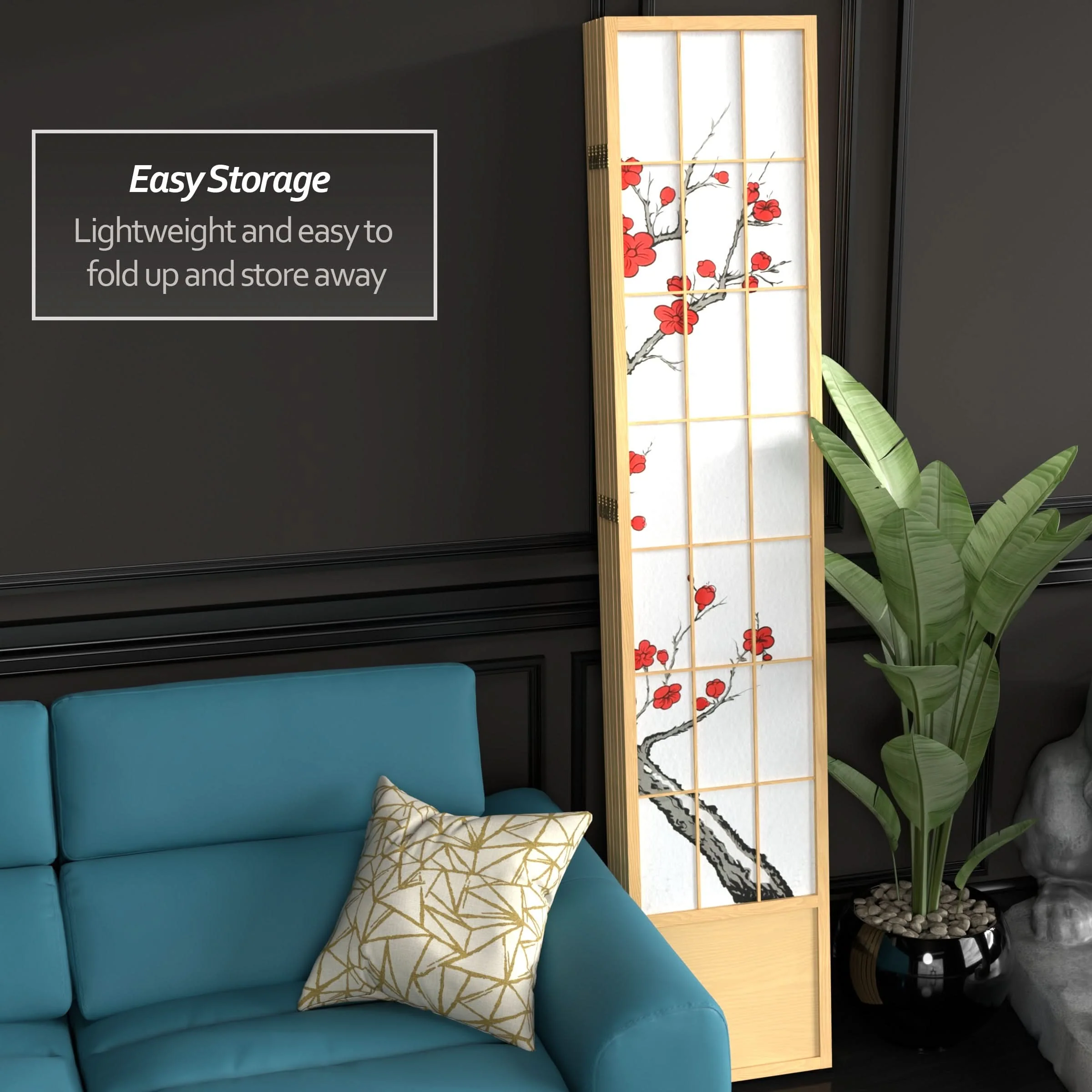 7 ft. Tall Cherry Blossom Shoji Screen - Image 56