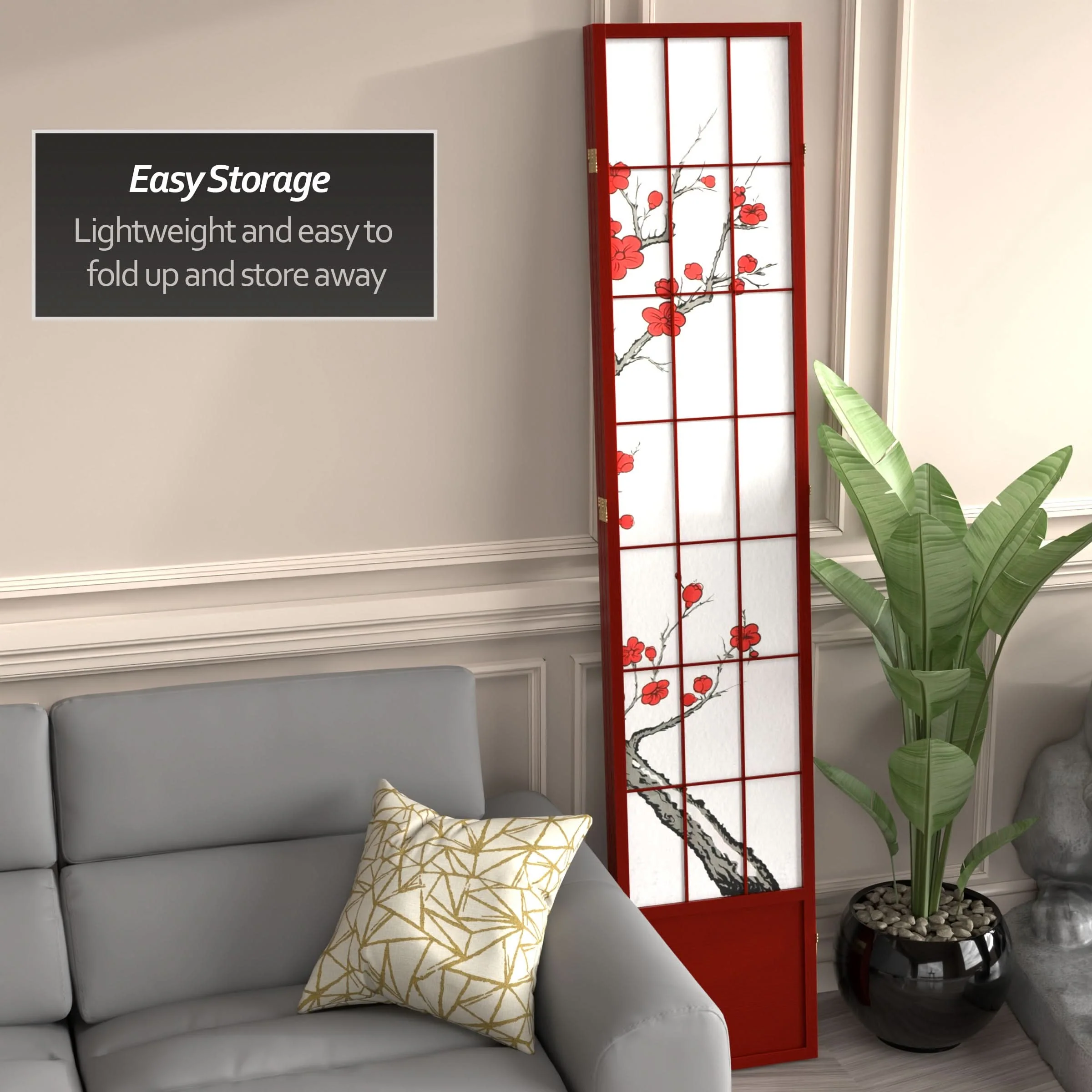 7 ft. Tall Cherry Blossom Shoji Screen - Image 57