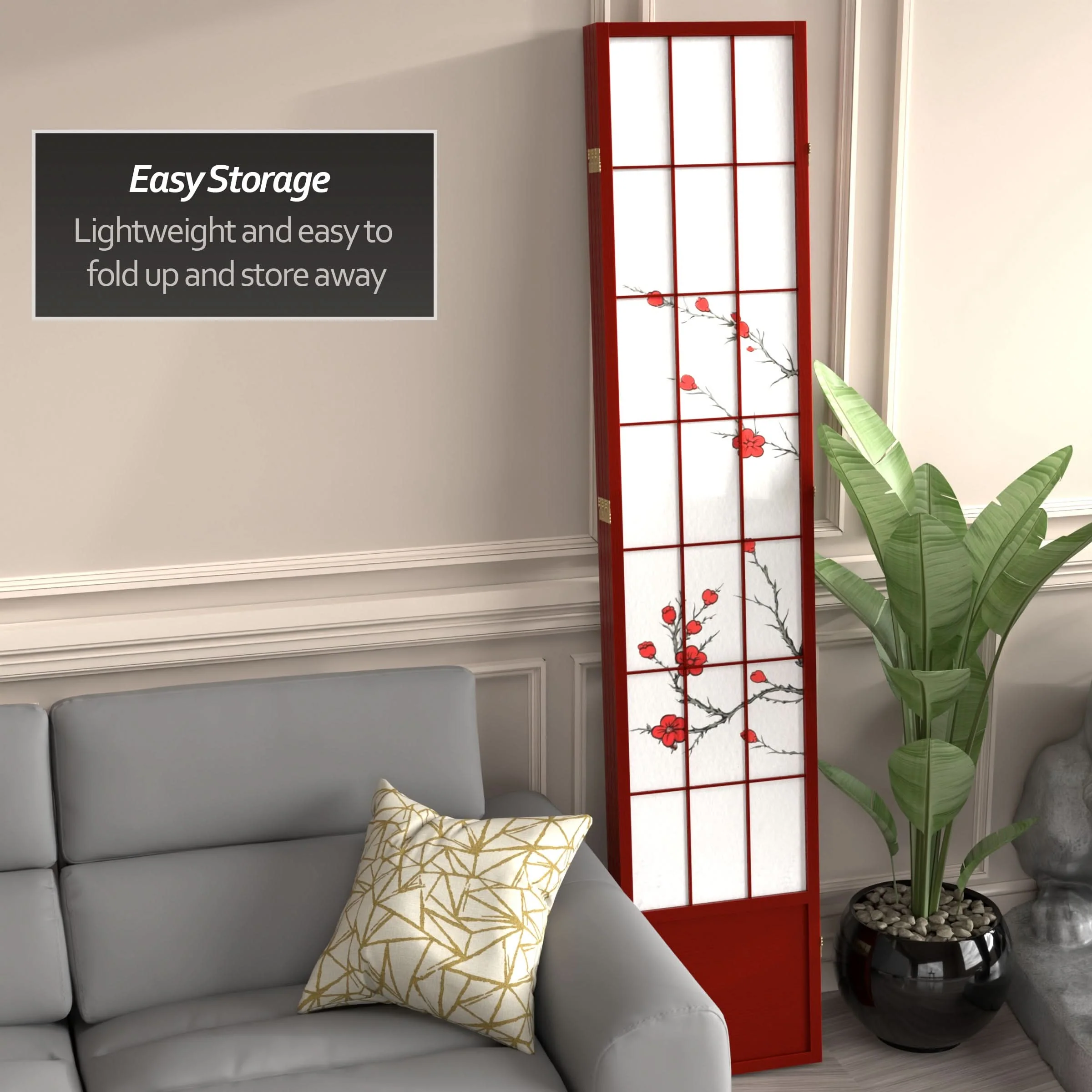 7 ft. Tall Cherry Blossom Shoji Screen - Image 58