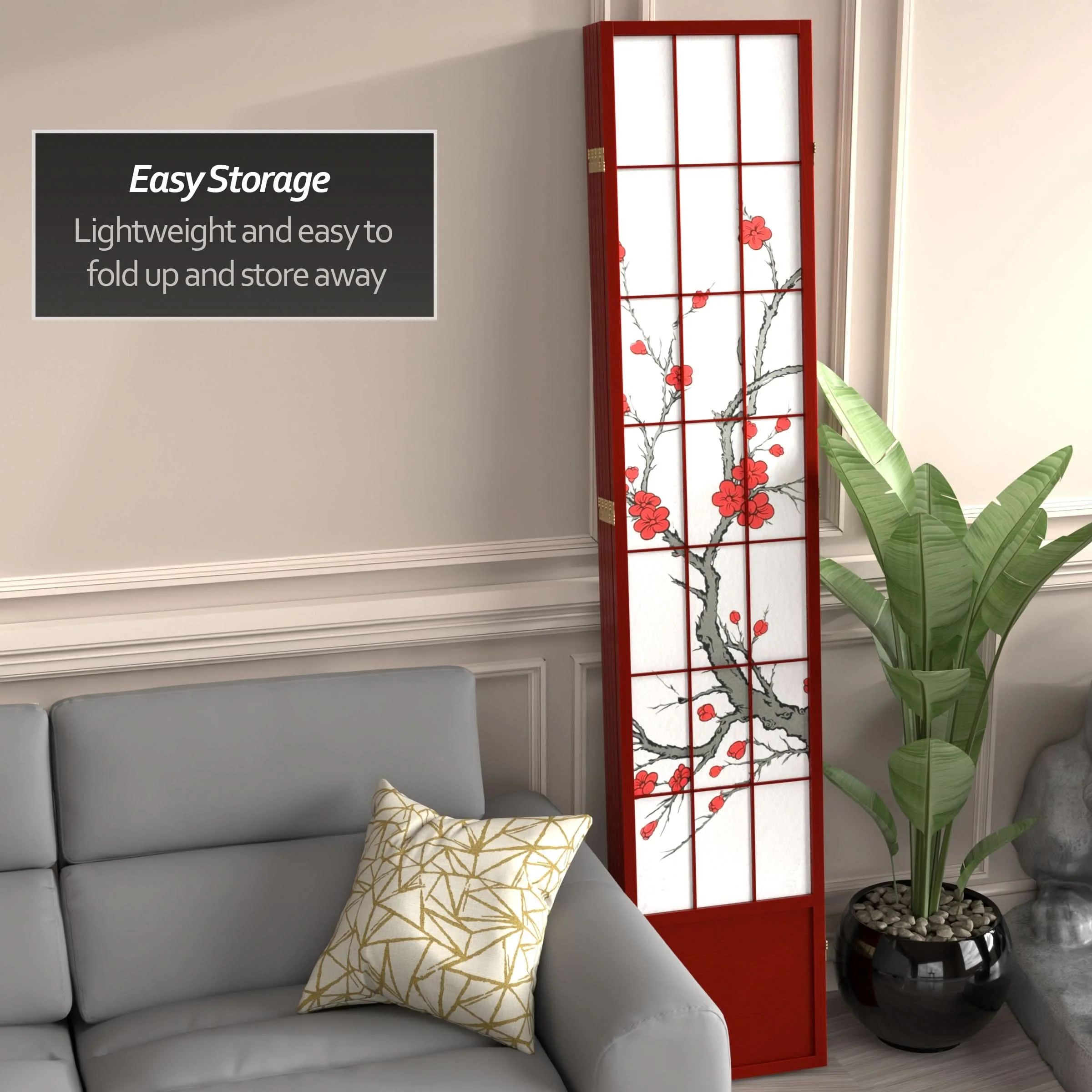 7 ft. Tall Cherry Blossom Shoji Screen - Image 59