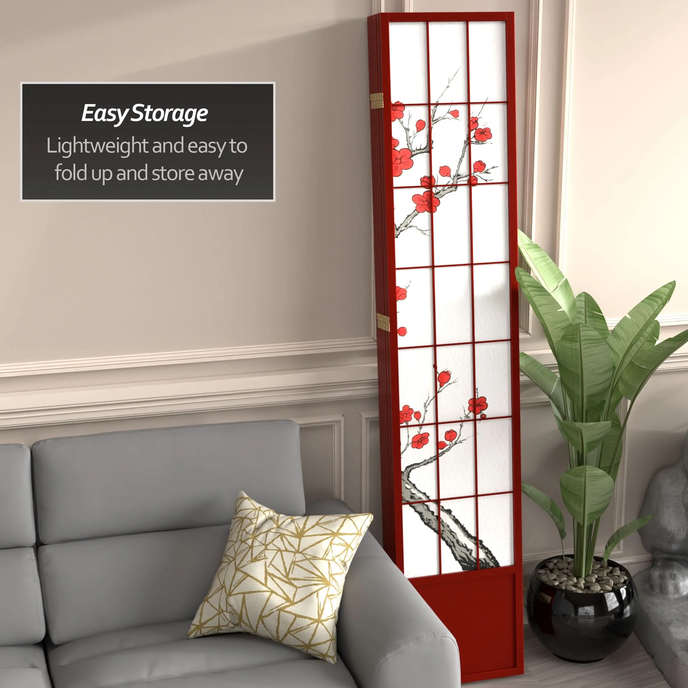 7 ft. Tall Cherry Blossom Shoji Screen - Image 60