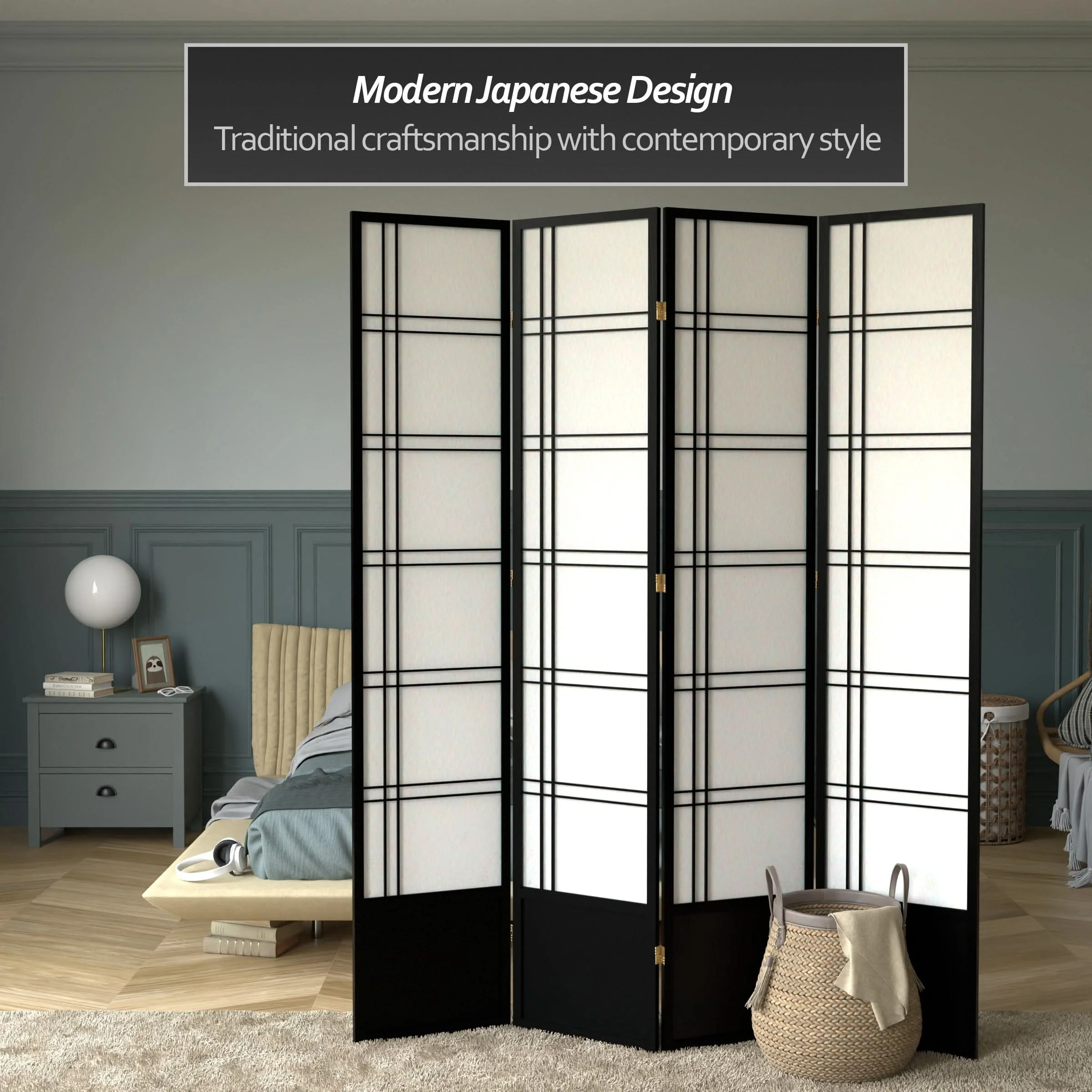 7 ft. Tall Double Cross Shoji Screen - Image 26