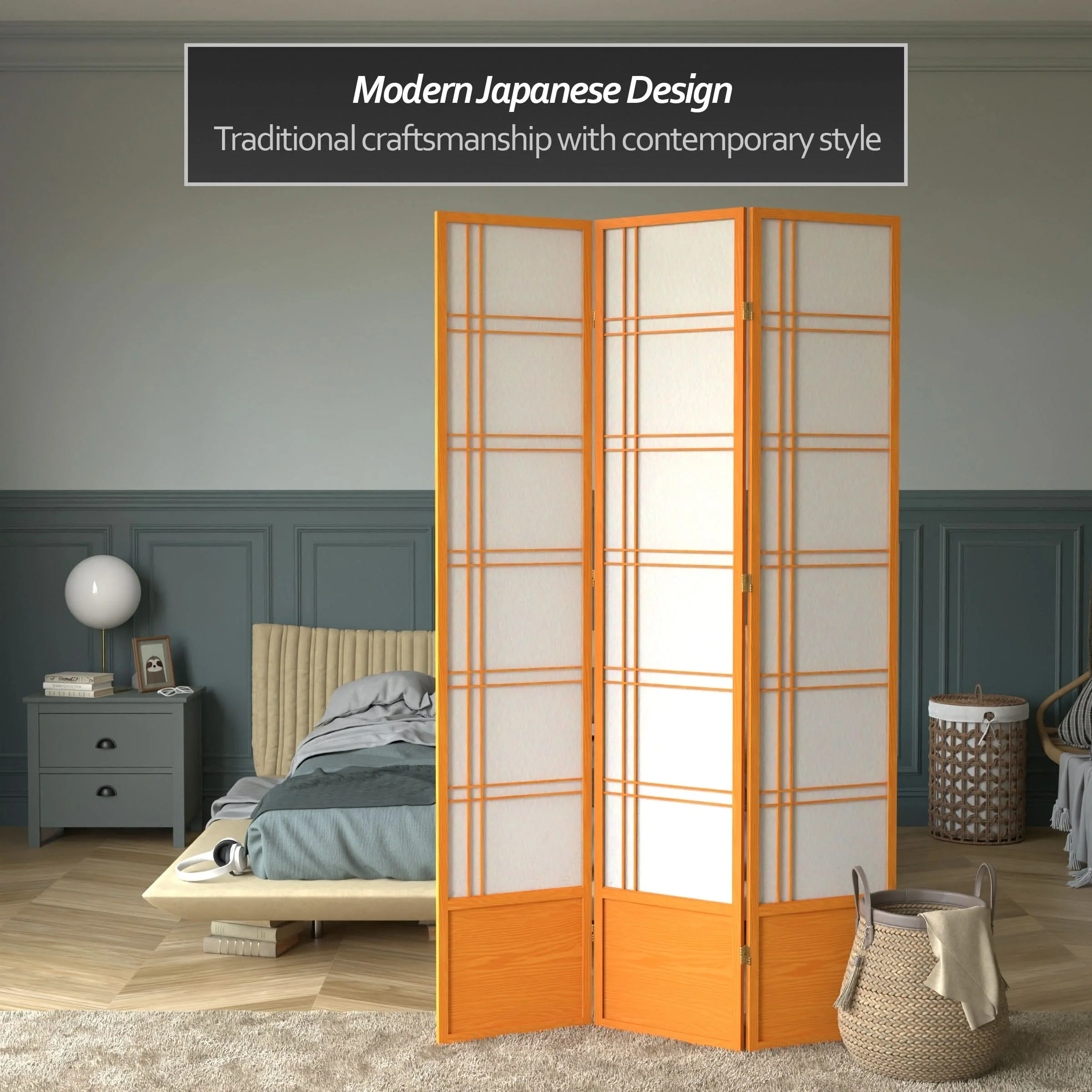 7 ft. Tall Double Cross Shoji Screen - Image 29