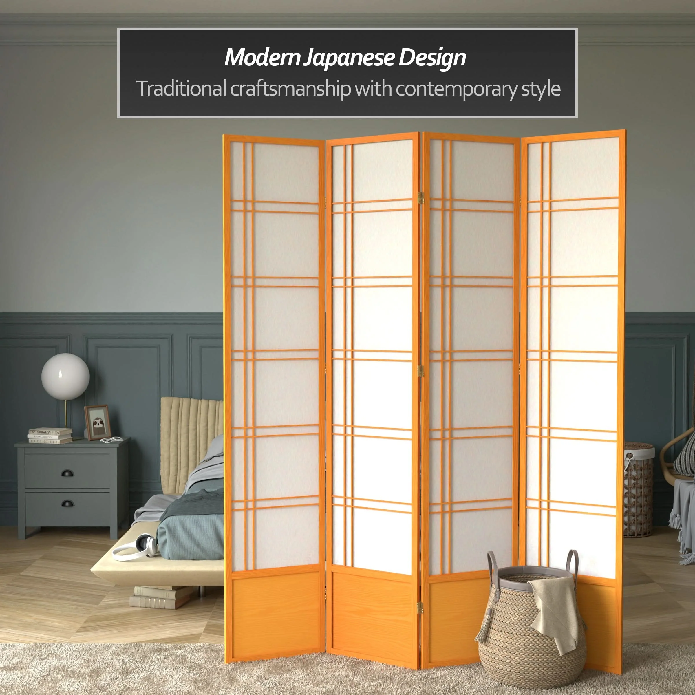 7 ft. Tall Double Cross Shoji Screen - Image 30