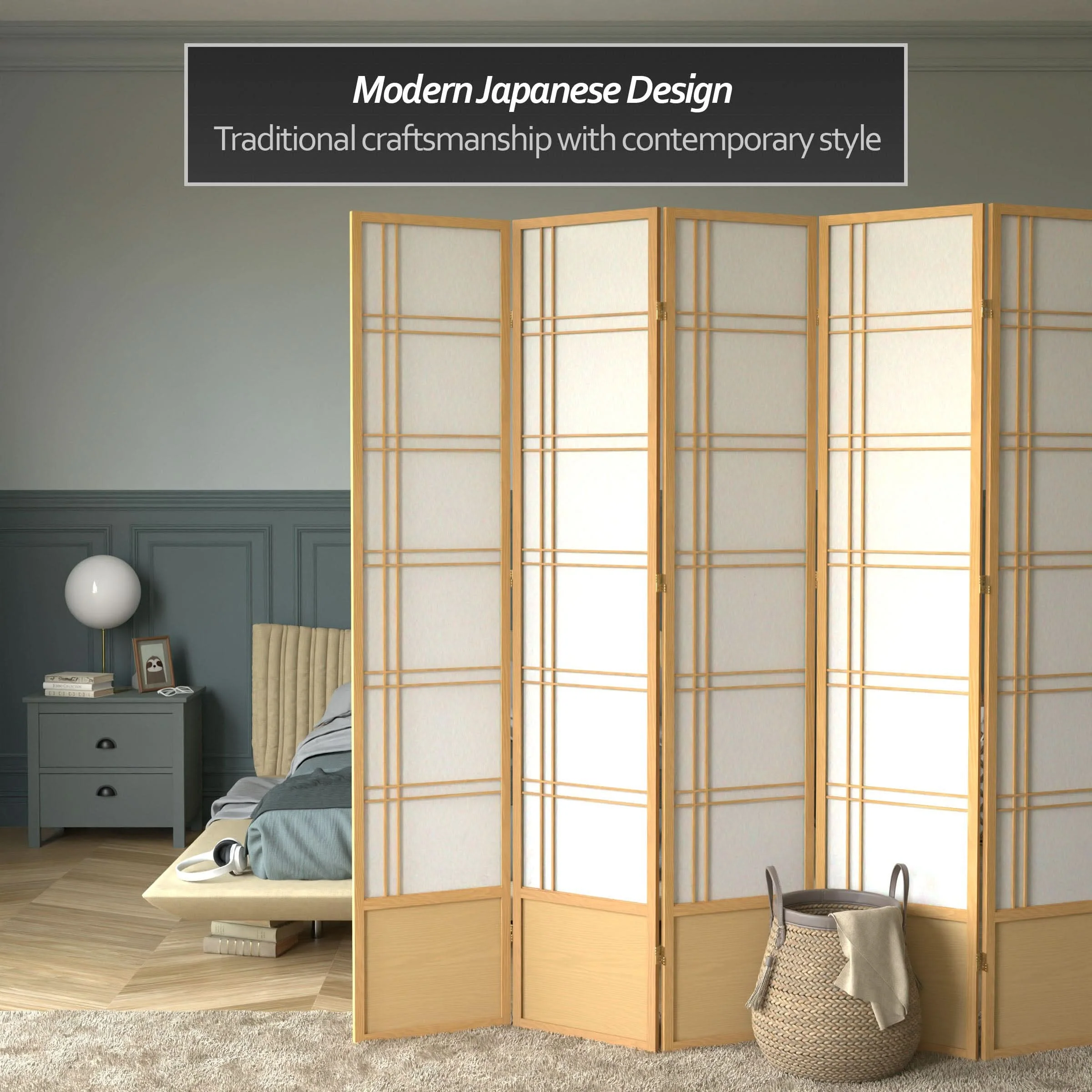 7 ft. Tall Double Cross Shoji Screen - Image 35