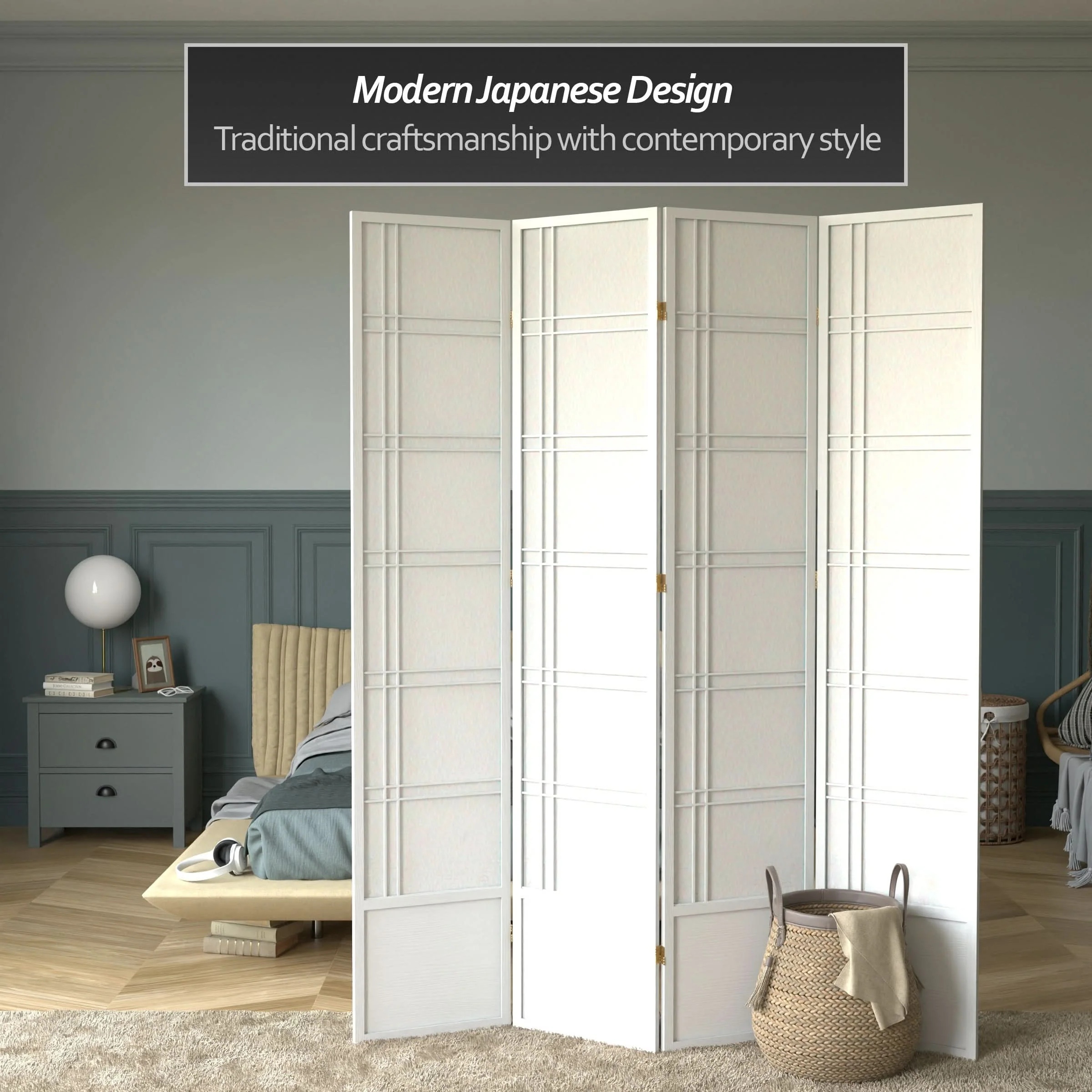 7 ft. Tall Double Cross Shoji Screen - Image 46