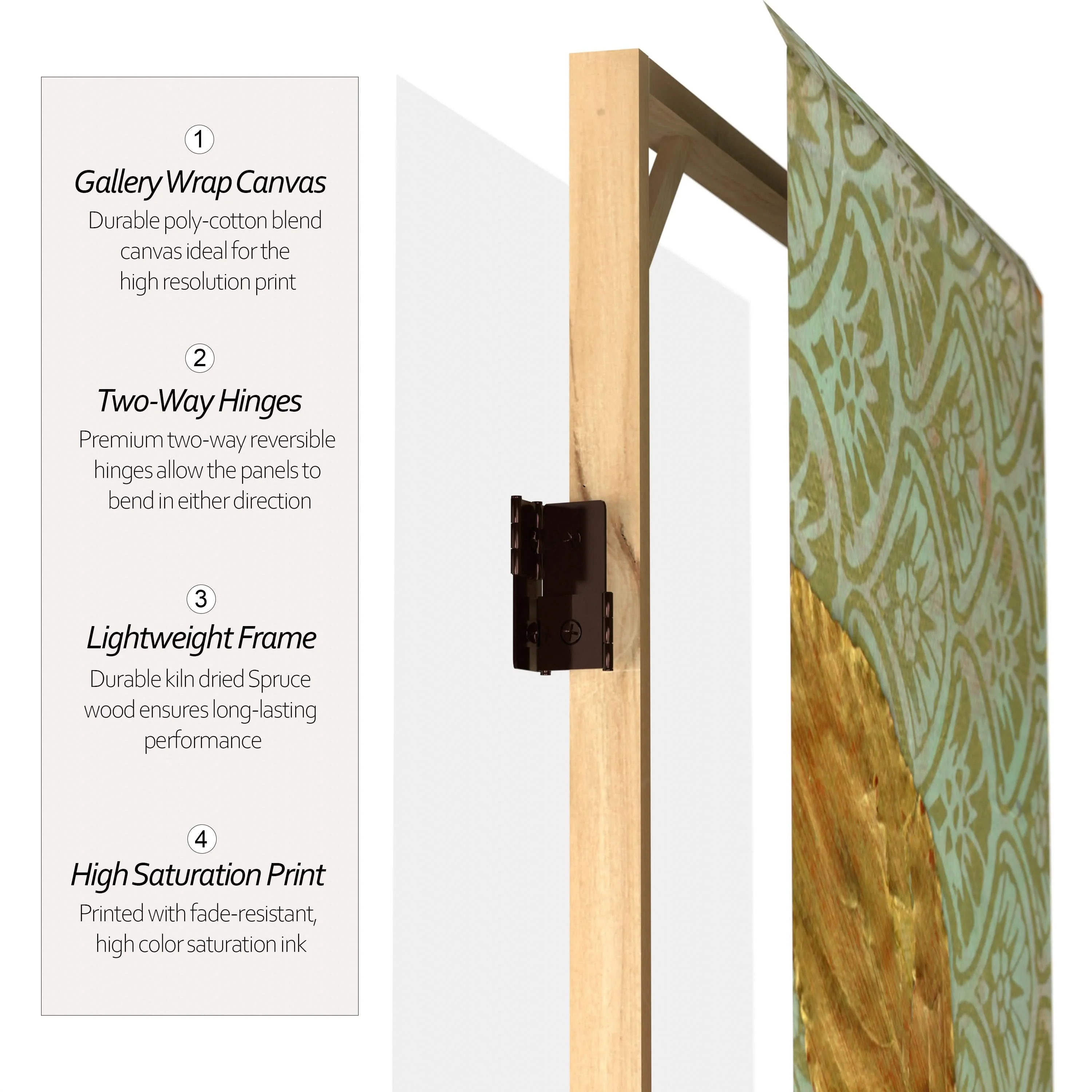7 ft. Tall Double Sided October Gold Canvas Room Divider - Image 4