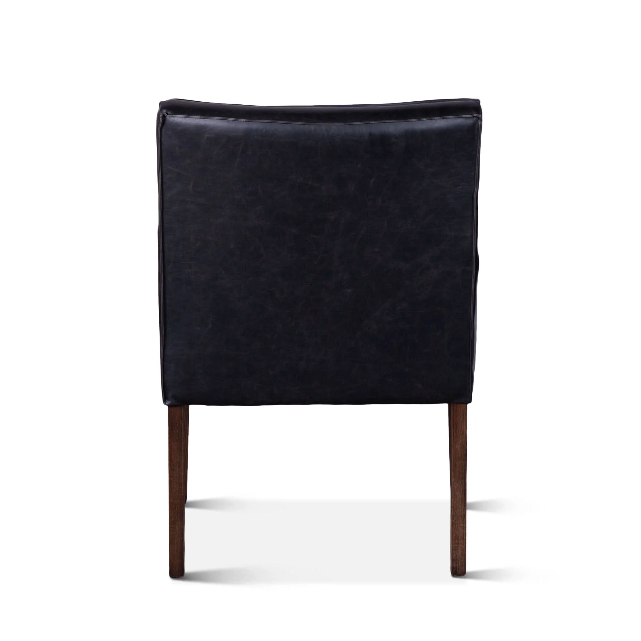 Avery Modern Black Leather Arm Chair with Dark Brown Legs - Image 4