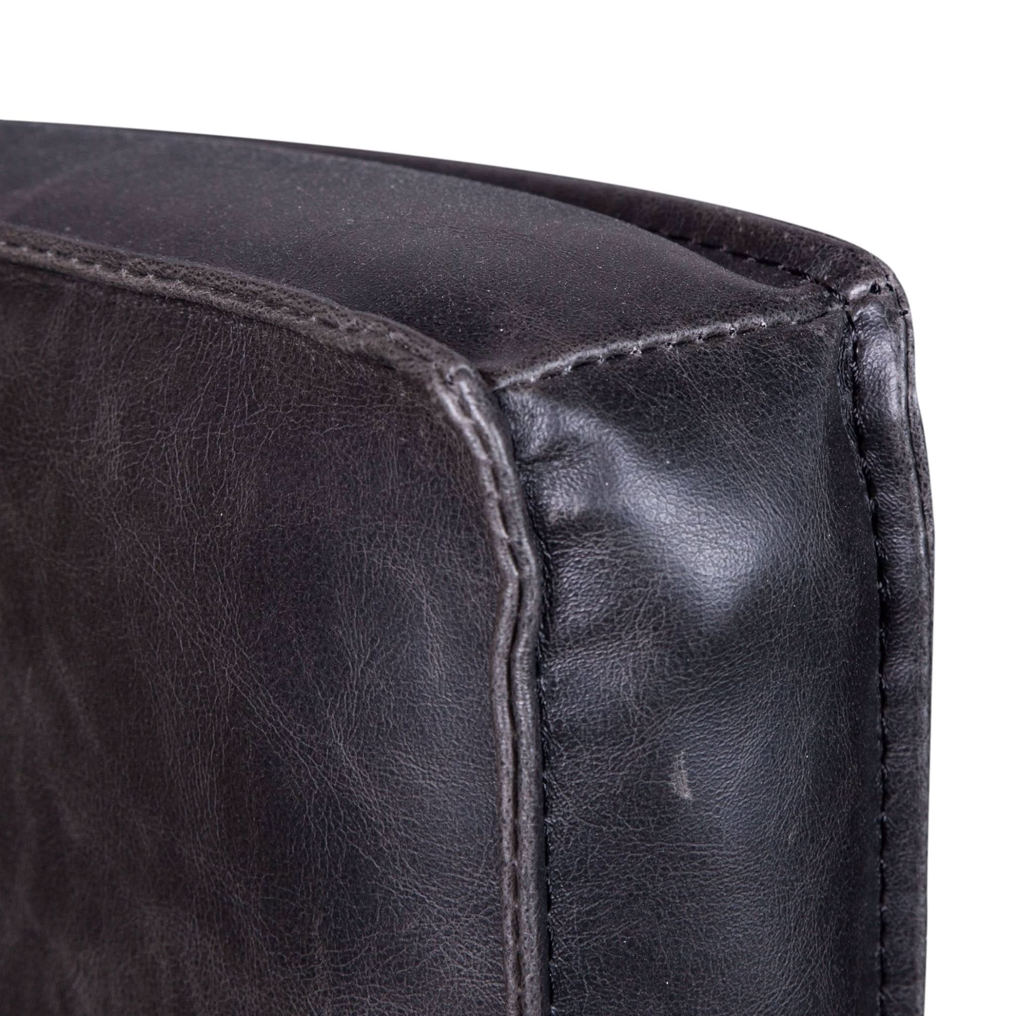 Avery Modern Black Leather Arm Chair with Dark Brown Legs - Image 5