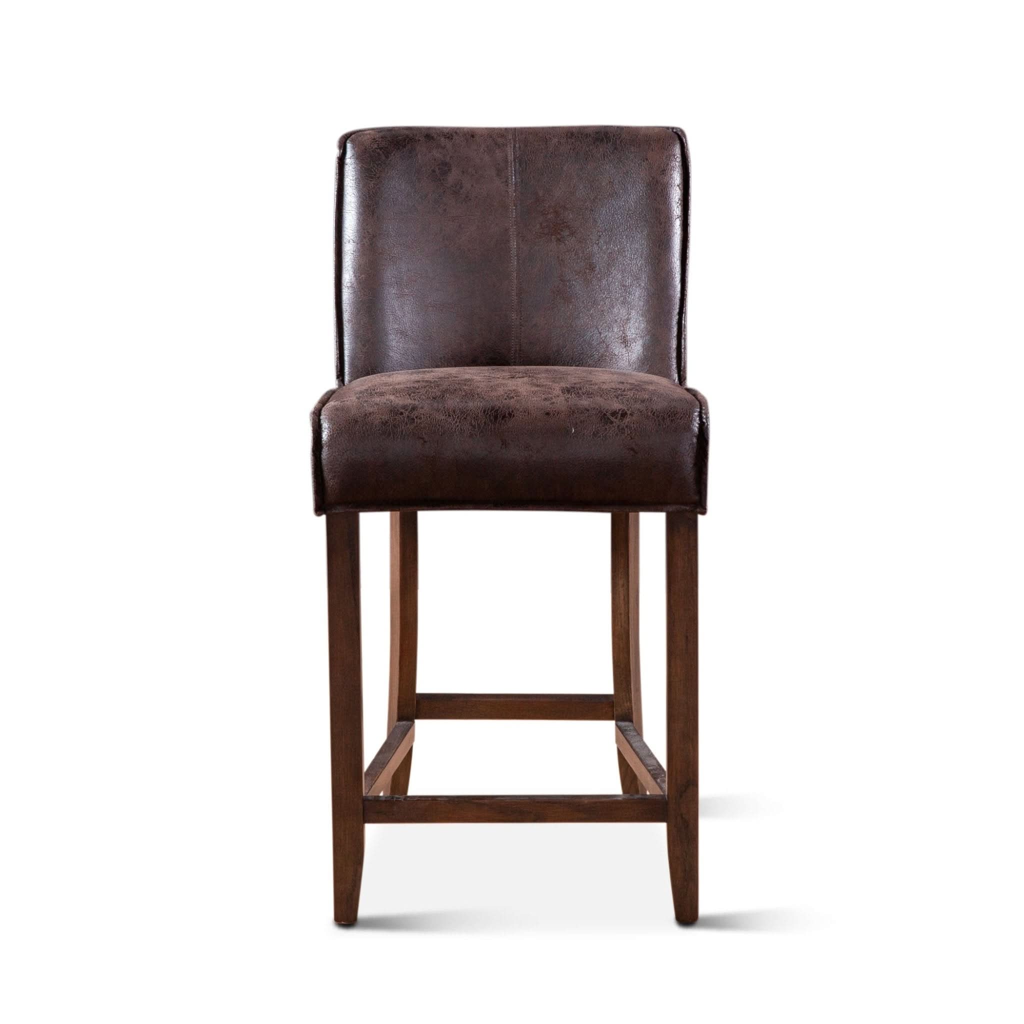 Avery Casual Dark Brown Leather Counter Chair with Matte Brown Legs - Image 2