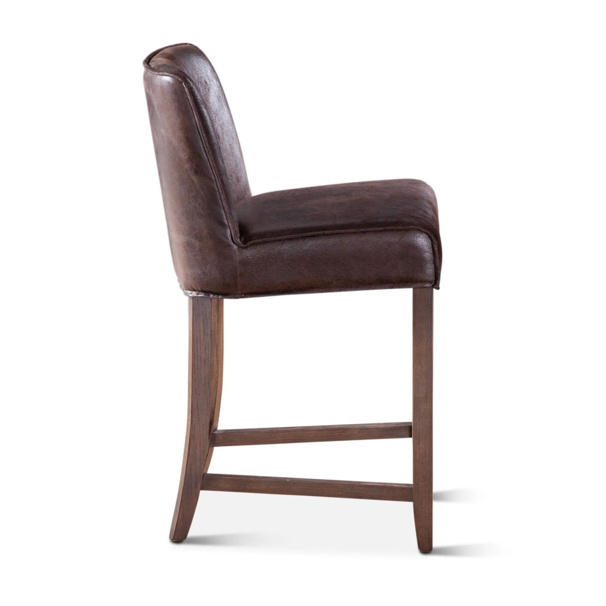 Avery Casual Dark Brown Leather Counter Chair with Matte Brown Legs - Image 3