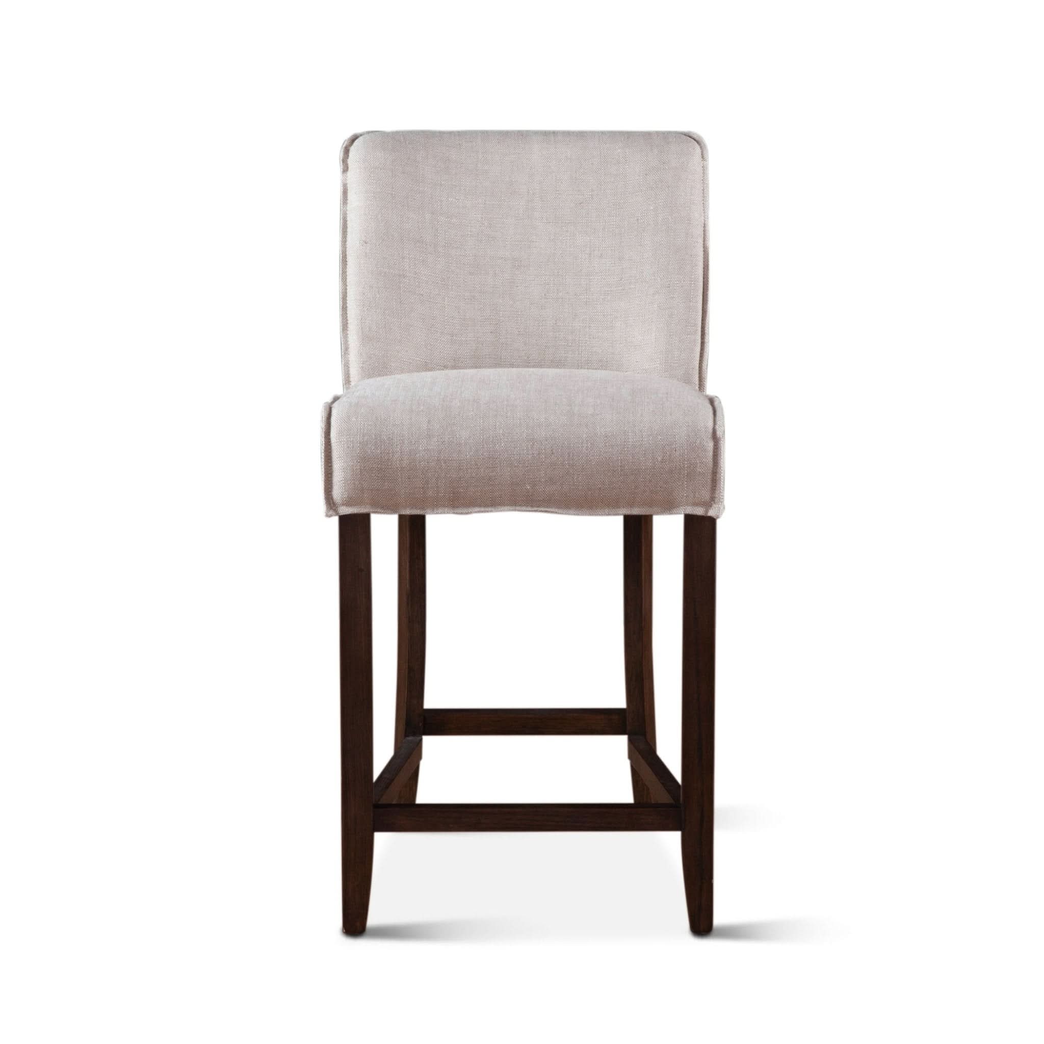 Avery Casual Linen Counter Chair with Dark Walnut Legs