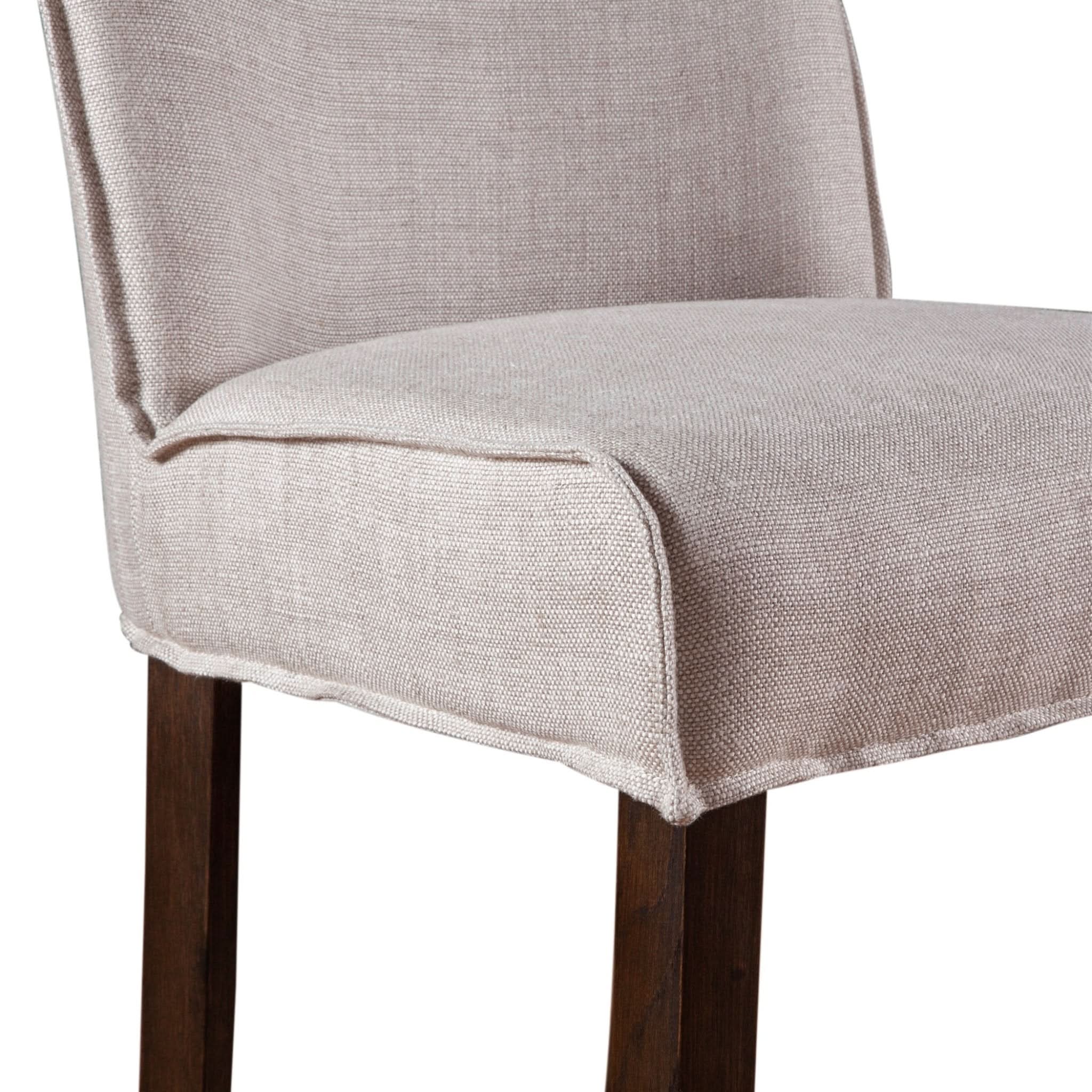 Avery Casual Linen Counter Chair with Dark Walnut Legs - Image 5