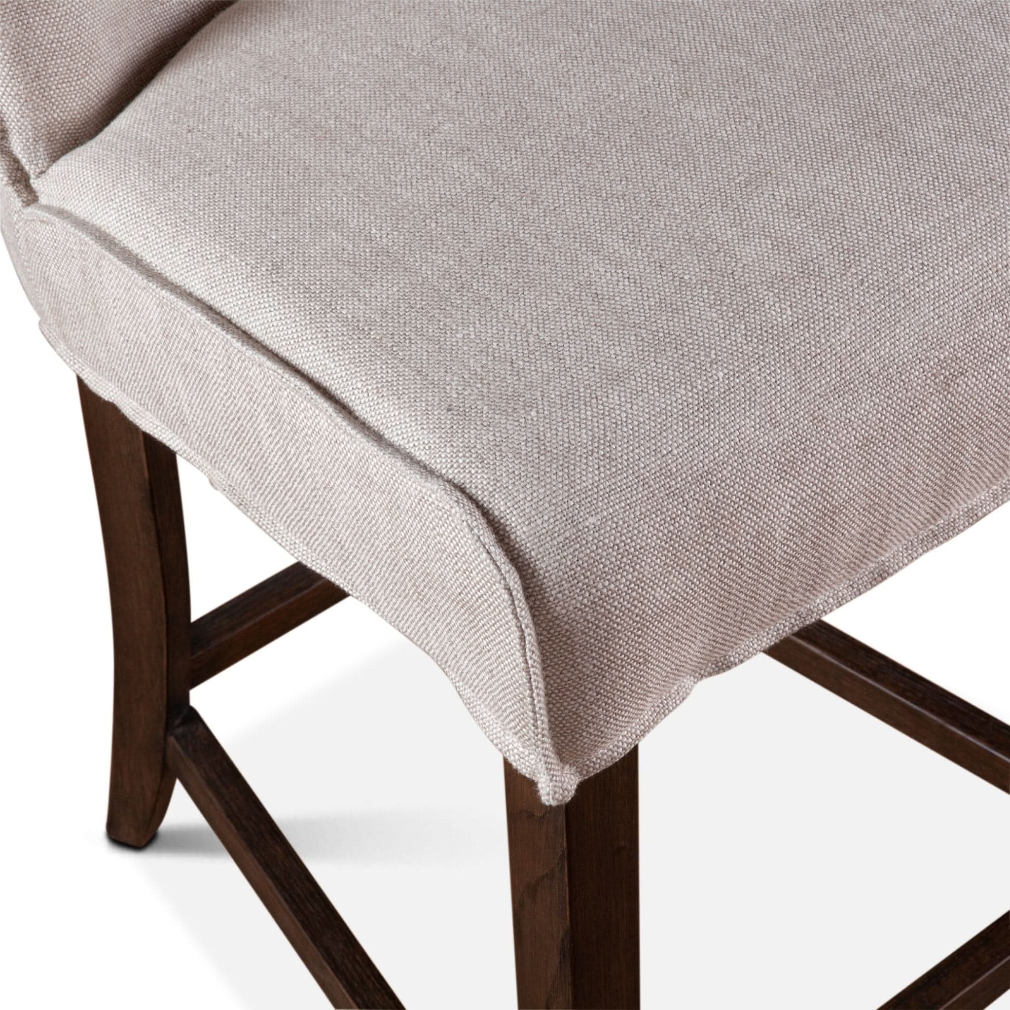 Avery Casual Linen Counter Chair with Dark Walnut Legs - Image 6